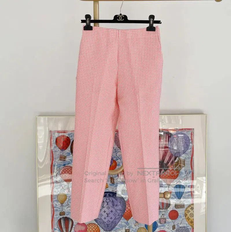 Dior Dior Pink Cotton Checkered Trousers for Women . Size 26" / US 2 / IT 38 - 1 Thumbnail