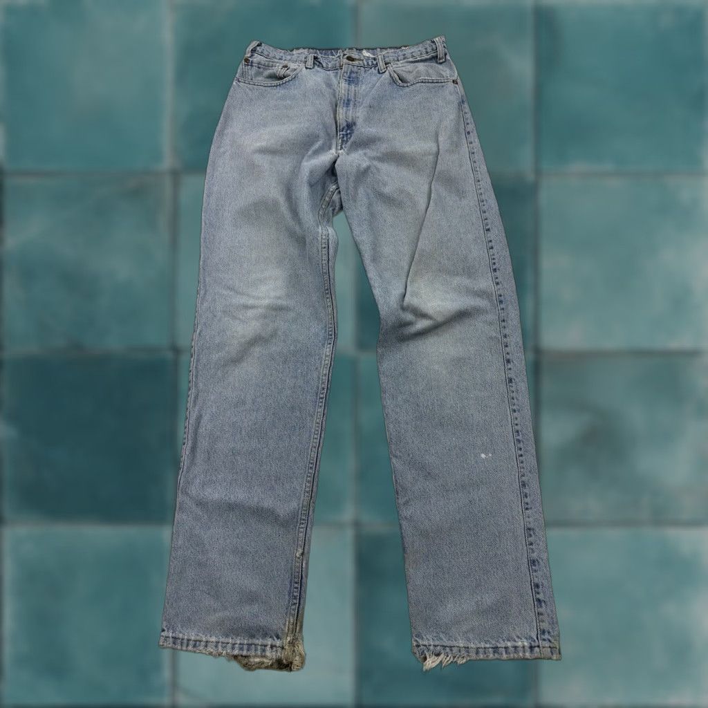 VINTAGE Levi’s 540 Jeans Mens 31x33 Orange Tab Brown Tab 5-Pocket Denim Regular Straight Blue Leather Belt Loops Zip 33 Inseam IP Cand For Mexico