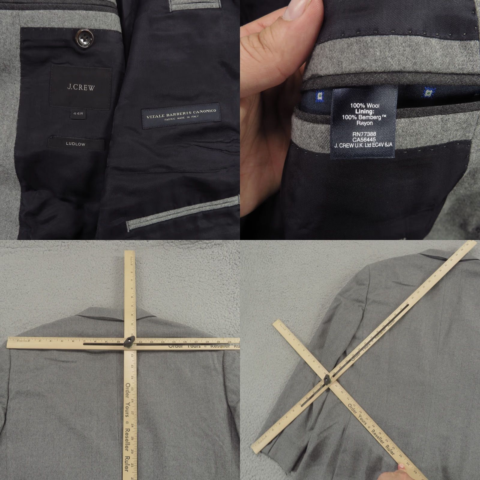 J.Crew J Crew Blazer Mens 44R Wool Vitale Barberis Canonico Double-Vented Notch Lapel 2-Button Single-Breasted Regular Fit Jacket Coat Sport Size 44R - 8 Thumbnail