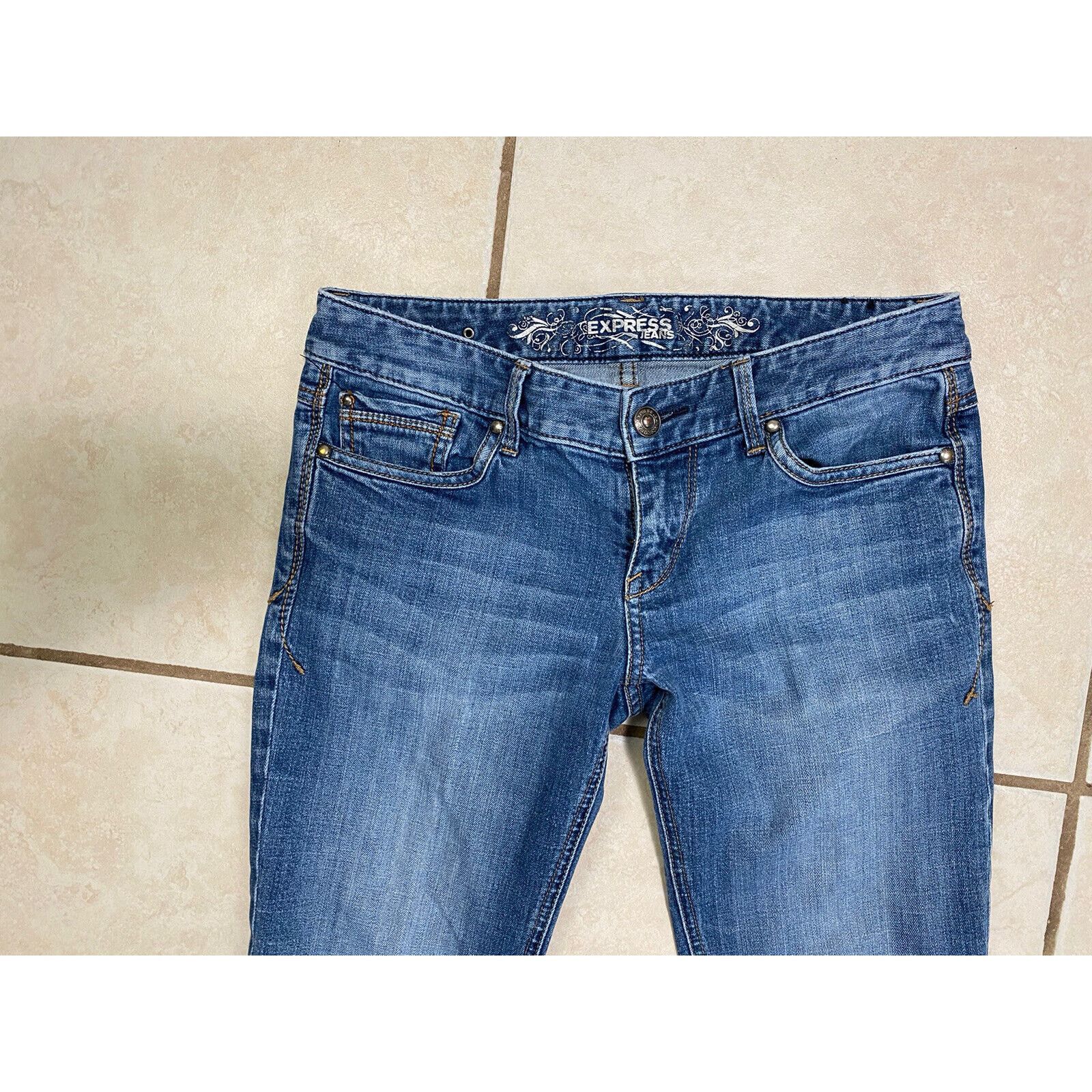 Express Express Jeans Size 6 Boot Cut Dark Wash Blue Denim Y2K Size 28" / US 6 / IT 42 - 2 Thumbnail