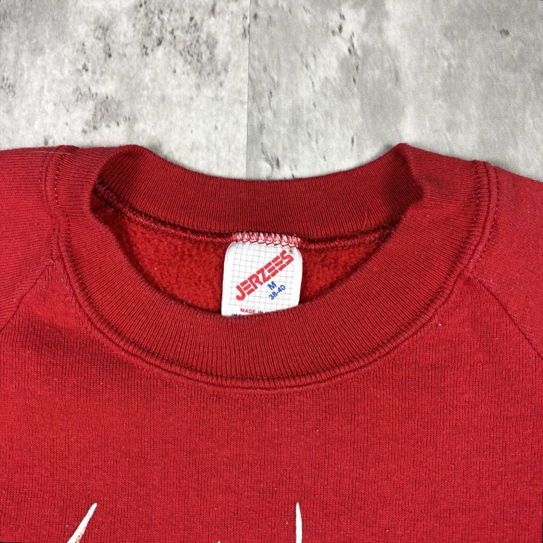 Jerzees VINTAGE Jerzees Sweatshirt Red Raglan Pullover Nature Animal Graphic Print Crew Neck Mens Medium Size US M / EU 48-50 / 2 - 5 Thumbnail
