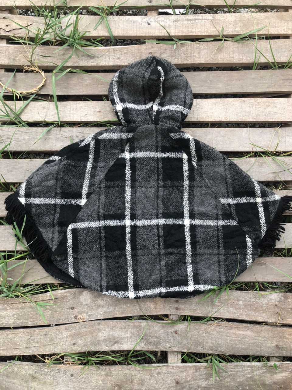 Japanese Brand C.L Plus Checkered Fleece Fur Poncho Size US M / EU 48-50 / 2 - 2 Thumbnail