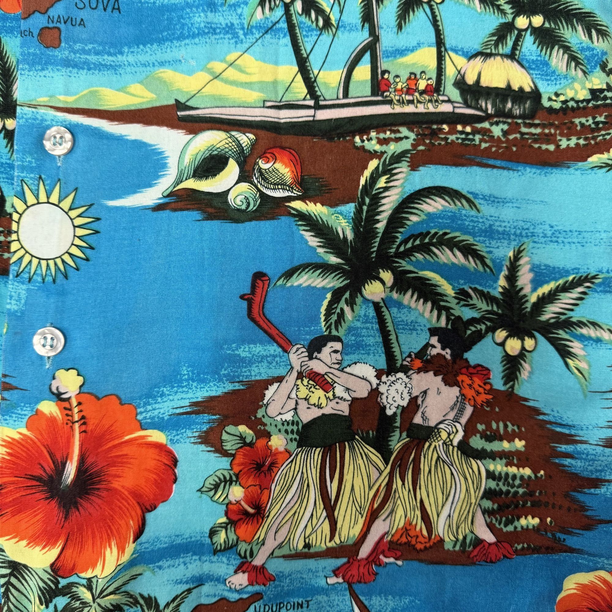 Other 2 pc LOT Vtg Wedding FIGHTING SAVAGES Floral Hawaiian Shirts Size US S / EU 44-46 / 1 - 15 Thumbnail