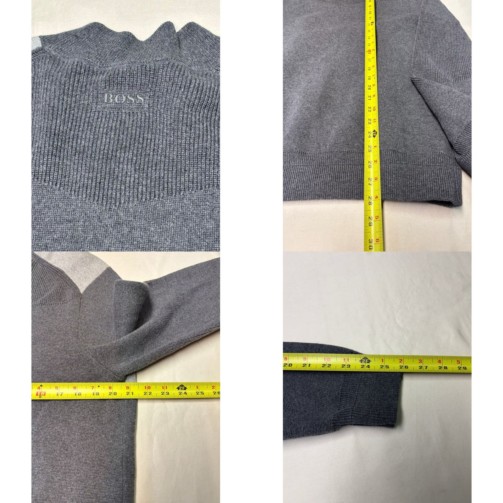 Hugo Boss HUGO BOSS Green Label Mens XL Grey Colorblock Cotton Mock Neck Sweater Logo Pullover Size US XL / EU 56 / 4 - 8 Thumbnail