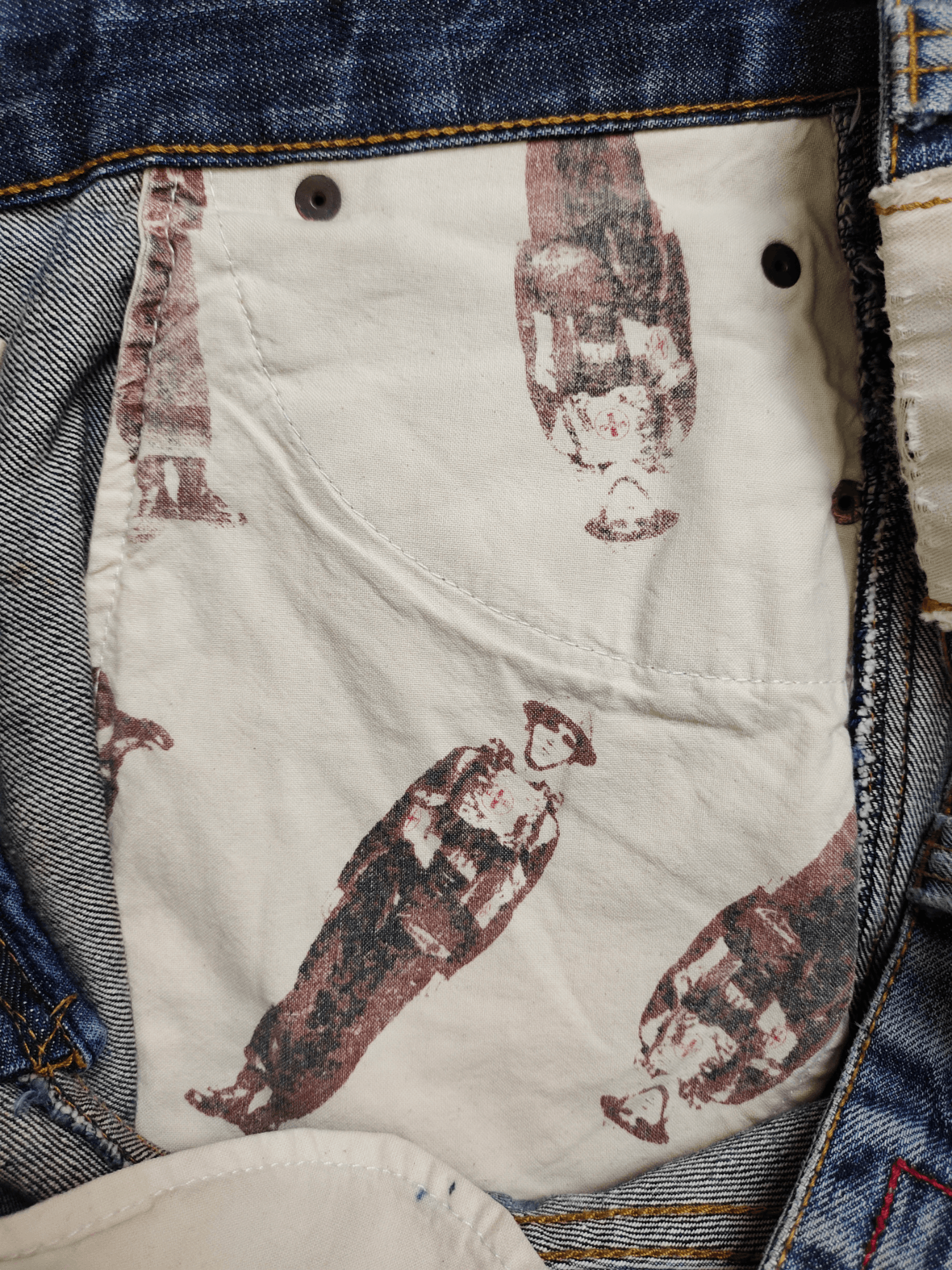 Comme des Garcons × Undercover Vintage Y2k Tough Jeansmith Clawmark Distress Faded Jeans Size US 30 / EU 46 - 19 Thumbnail