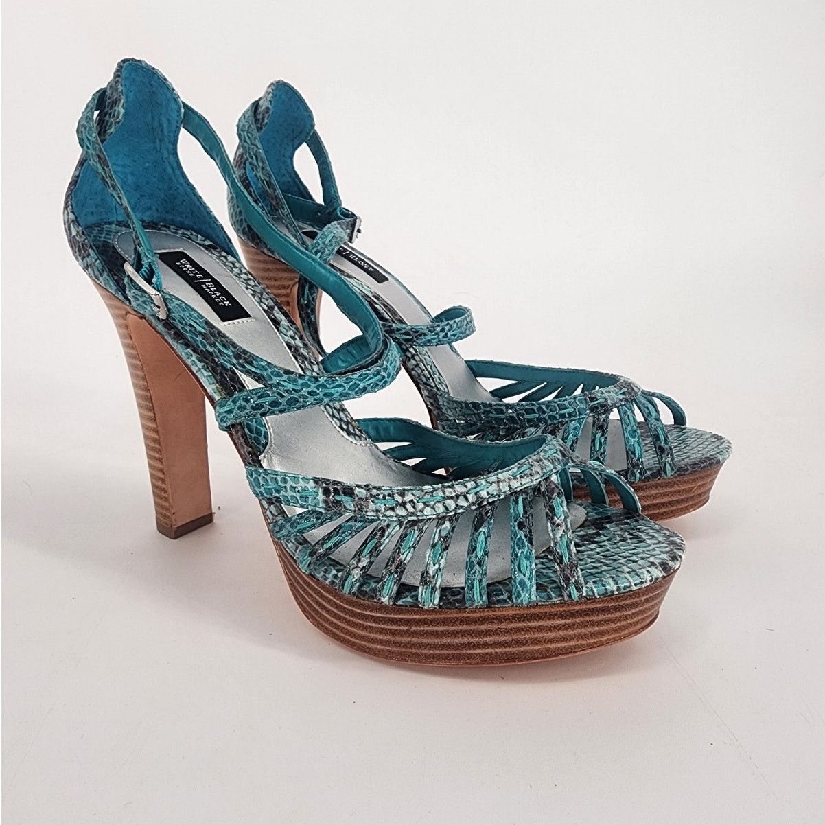 White House Black Market White House Black Market Teal Snakeskin Sandal Women's Sz 10 Size US 10 / IT 40 - 7 Thumbnail