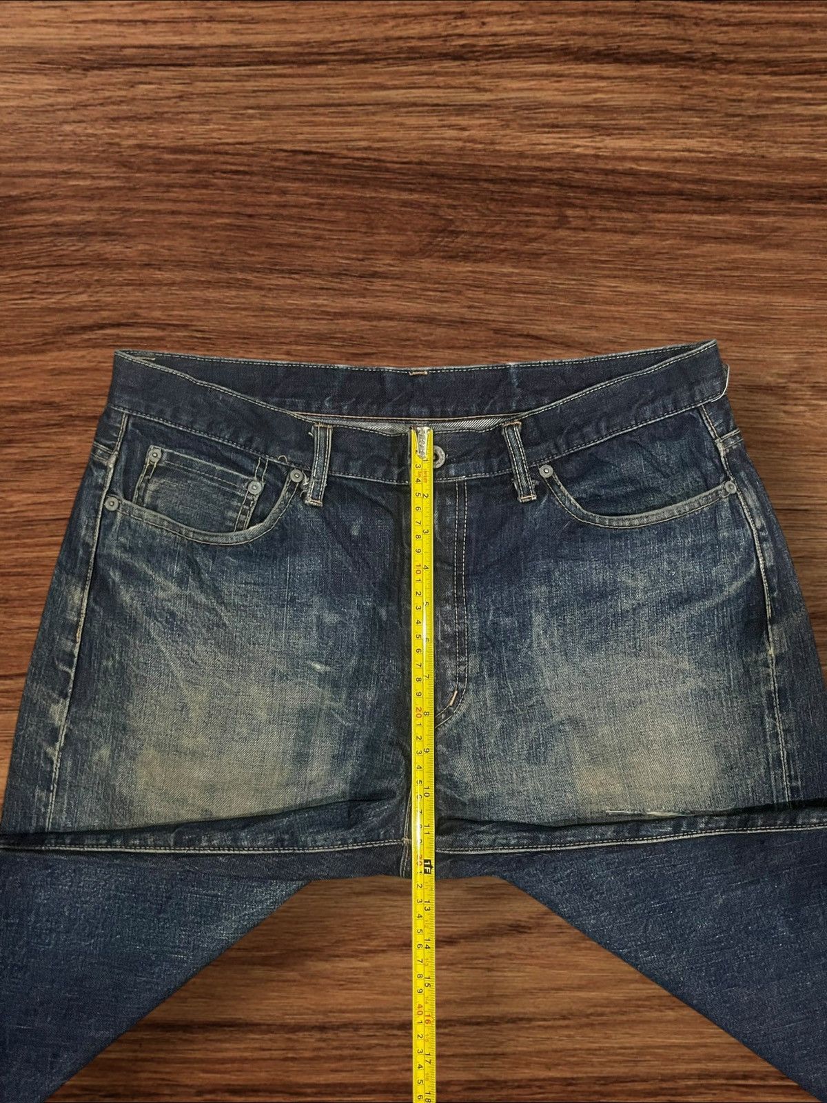 WHIZ LIMITED Whiz Limited Mud Indigo Washed Distress Selvedge Loose Jeans Size US 33 - 16 Thumbnail