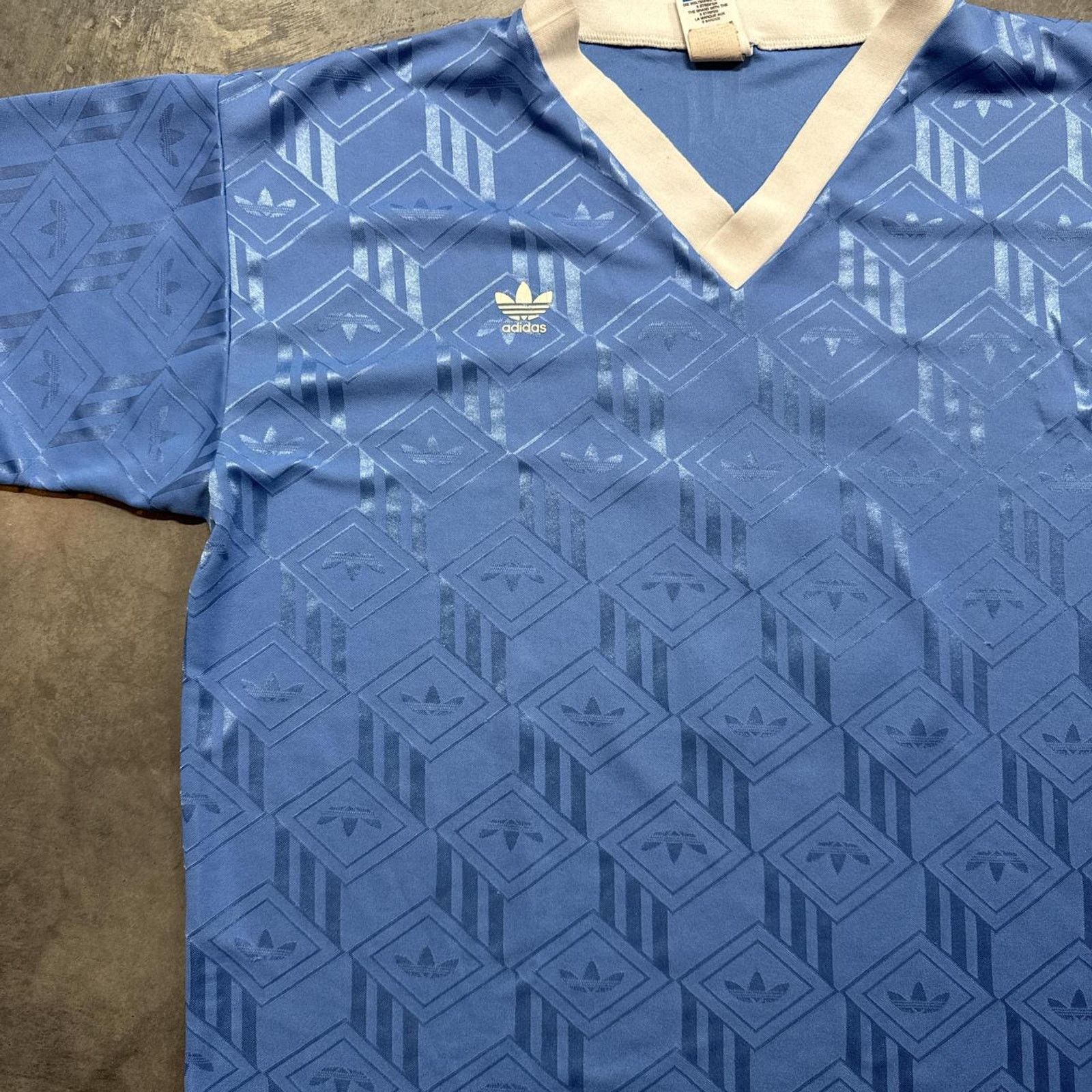 Adidas × Vintage Vintage 80s Adidas Soccer Jersey Print Made in USA Size US XL / EU 56 / 4 - 2 Thumbnail