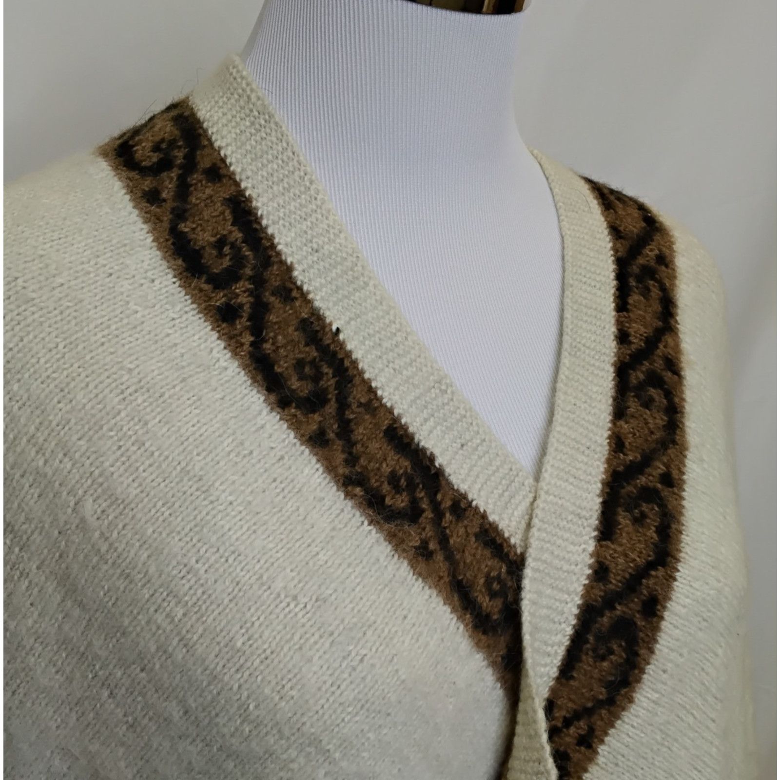 Other Fotrama Shawl O/S Brown Fringe 100% Alpaca Wool Handmade Size ONE SIZE - 4 Thumbnail