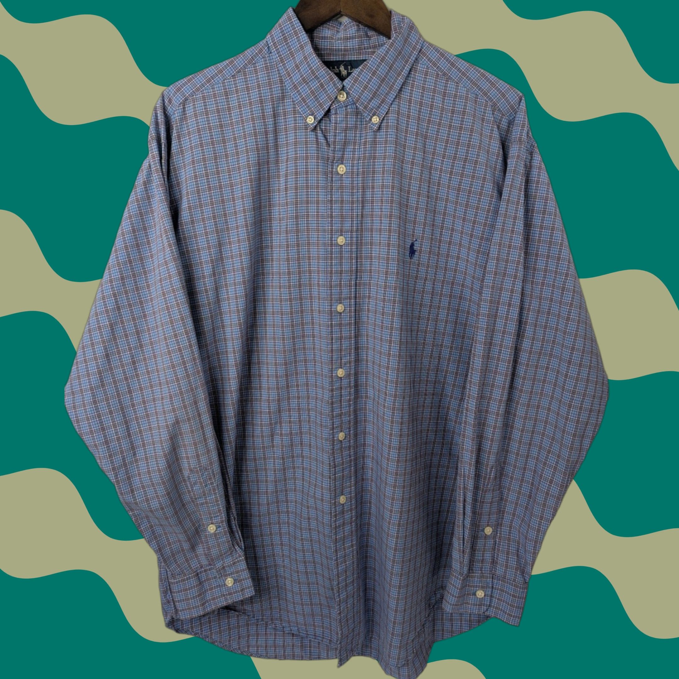 Ralph Lauren Ralph Lauren Blake Men's Large Long Sleeve Button-Down Shirt Plaid Blue Cotton Oxford / Breathable, Classic Fit, Regular, Button-Up, Collar Shirt Size US L / EU 52-54 / 3 - 1 Thumbnail
