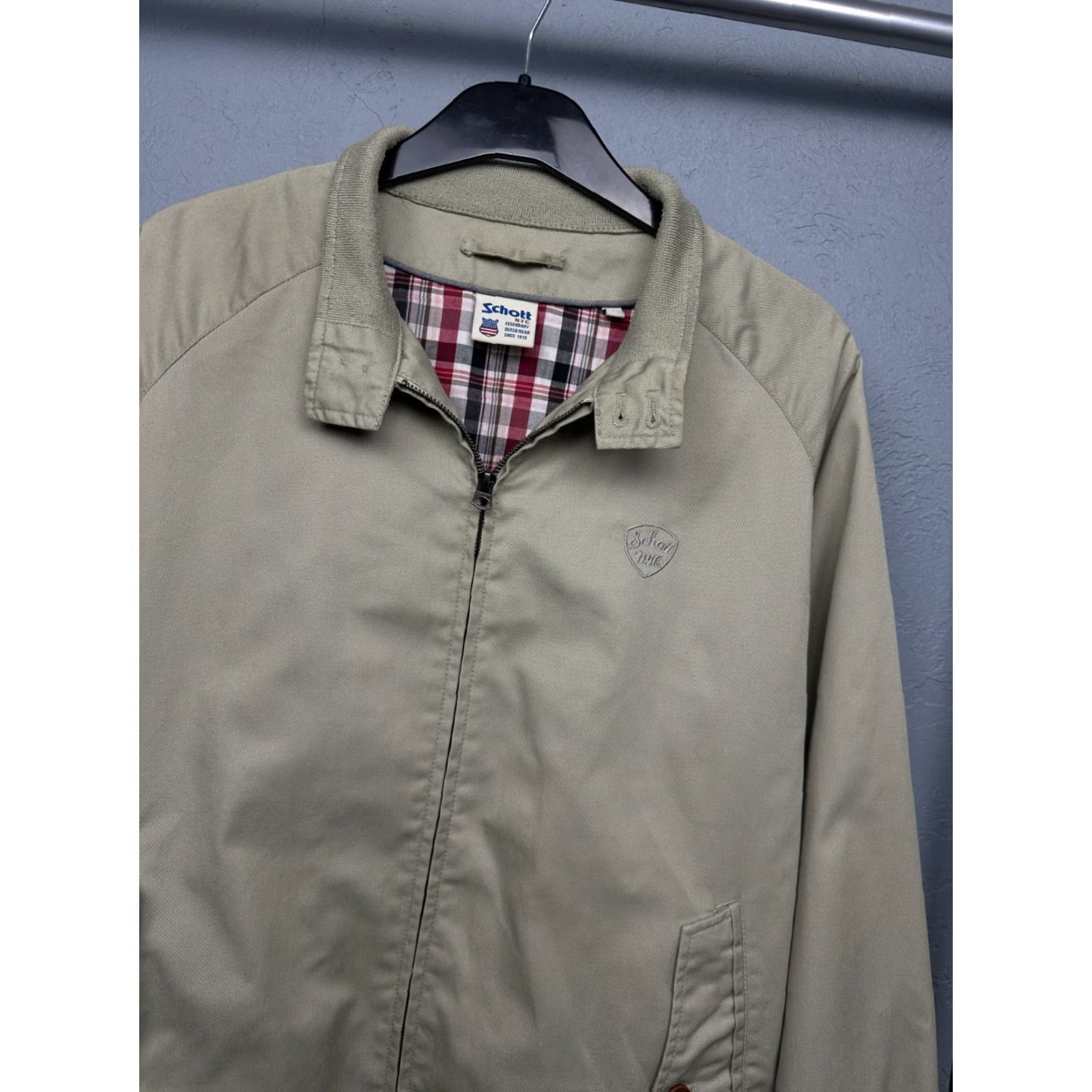 Schott Schott NYC Jacket Mens XL Windbreaker Beige Logo Vintage No Size US XL / EU 56 / 4 - 2 Thumbnail