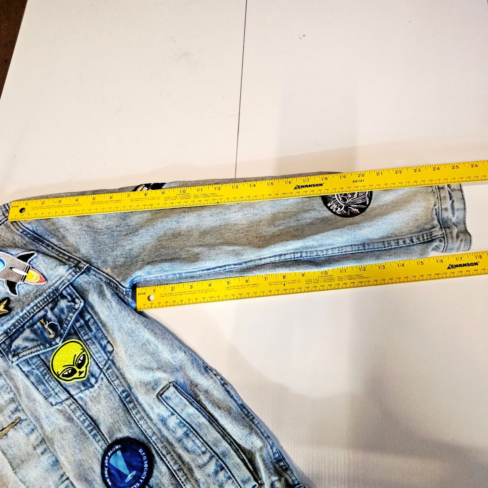 Asos ASOS Retro Denim Jacket Patches Light Blue M 3643 Size US M / EU 48-50 / 2 - 10 Thumbnail