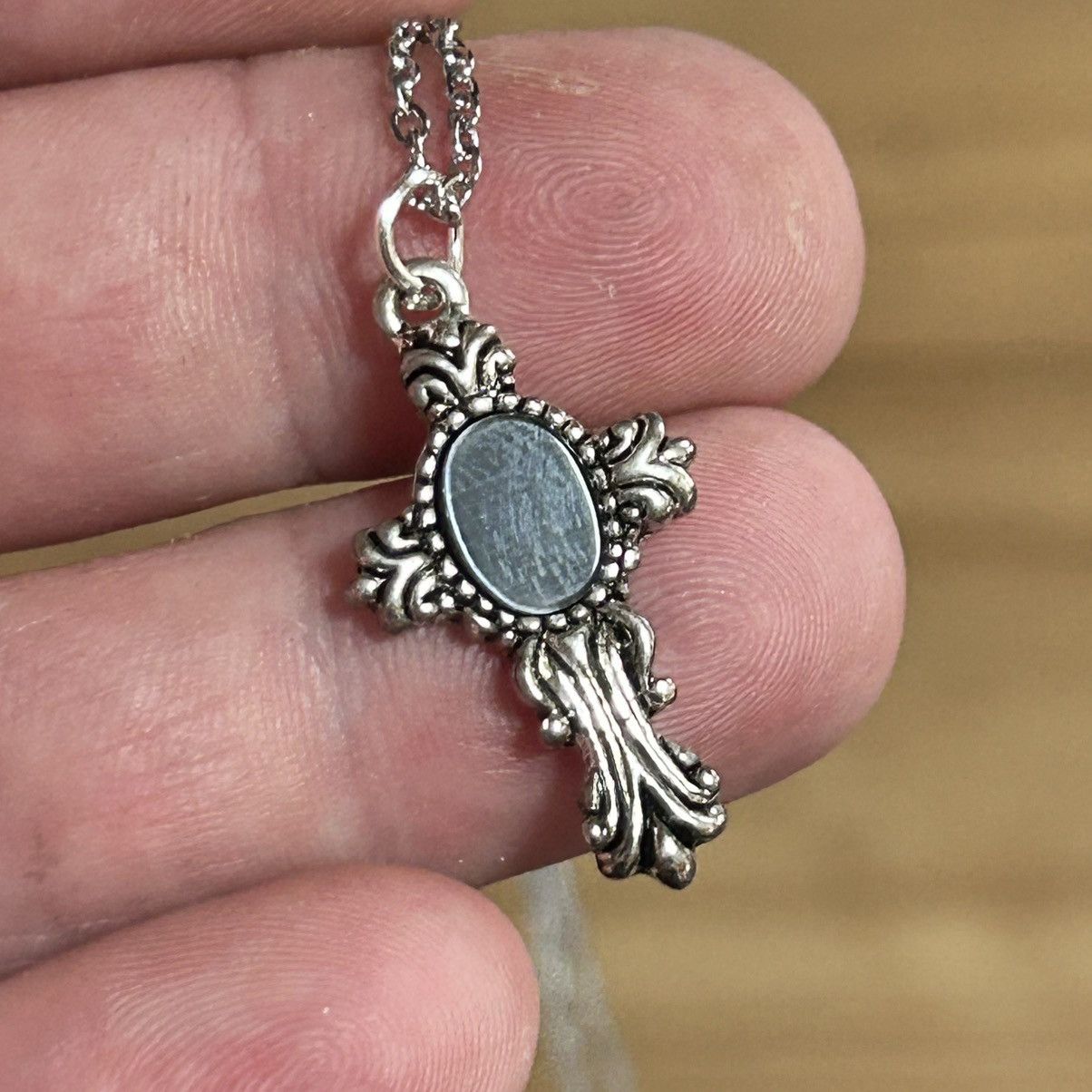 Handmade Handcrafted vintage filigree abalone cross pendant necklace Size ONE SIZE - 2 Thumbnail