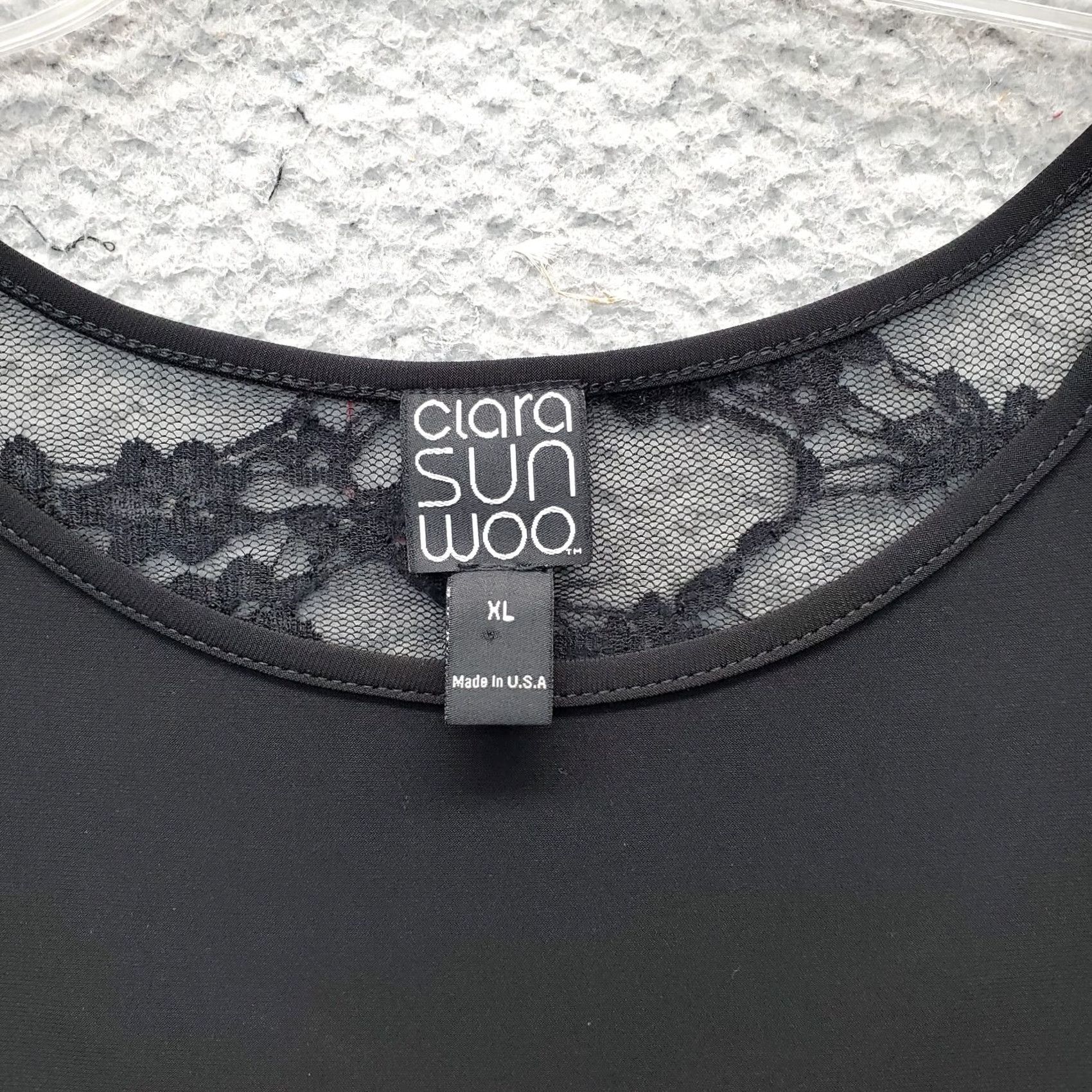 Vintage Clara Sun Woo Blouse Womens XL Black Lace Detail Short Sleeve Pullover USA Size XL / US 12-14 / IT 48-50 - 5 Thumbnail