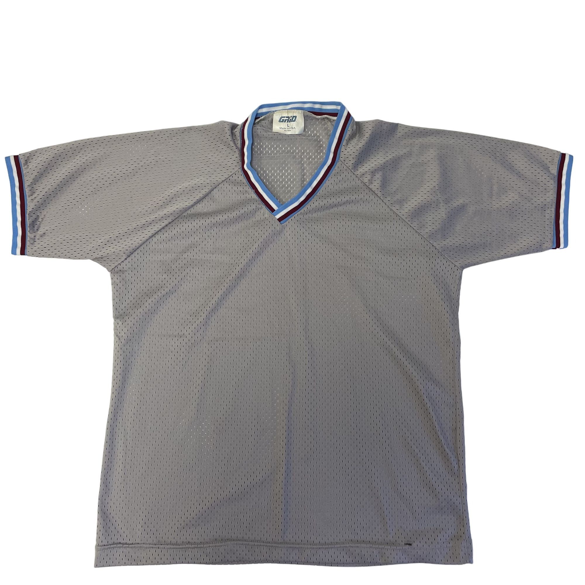 Other Vtg Grid ATHLETIC Silver MESH Jersey Net RINGER Shirt Size US L / EU 52-54 / 3 - 1 Thumbnail