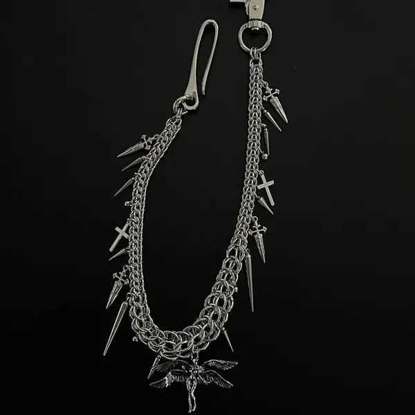 Jewelry Gothic Silver Wallet Chain Size ONE SIZE - 6 Thumbnail