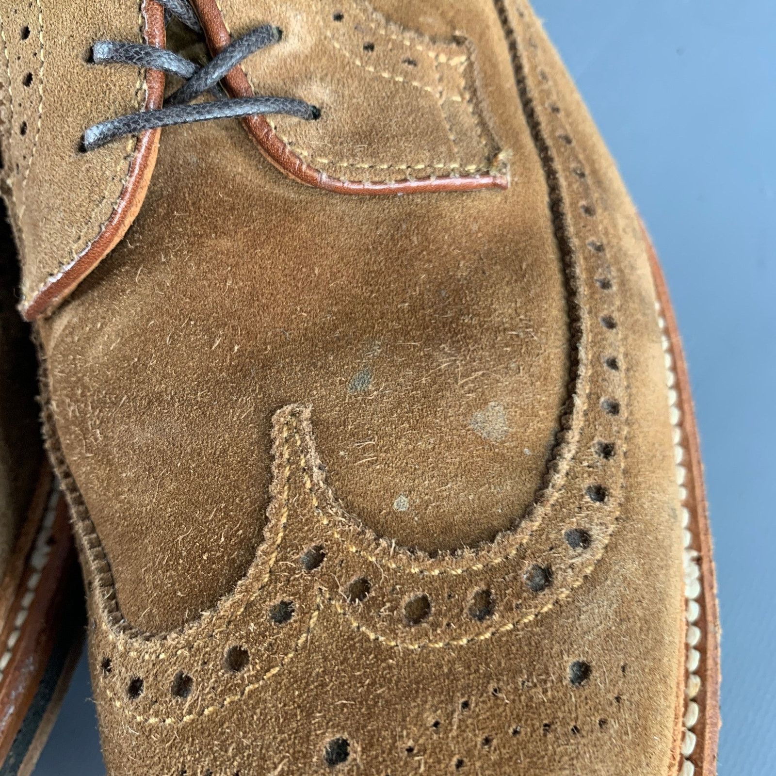 Alden ALDEN Size 12.5 Brown Perforated Suede Wingtip Lace-Up Shoes Size US 12.5 / EU 45-46 - 10 Thumbnail
