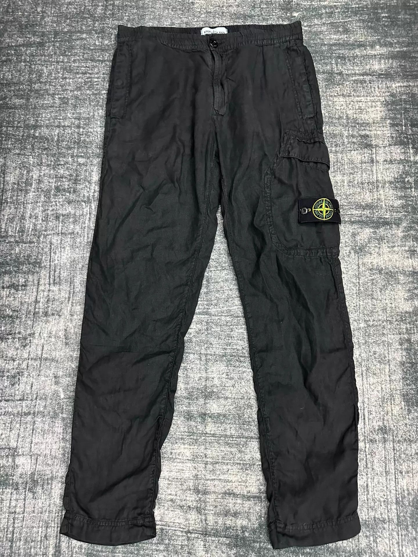 Stone Island Stone Island Lino Linen Side Pocket Cargo Pants Black W30 M Size US 30 / EU 46 - 1 Thumbnail