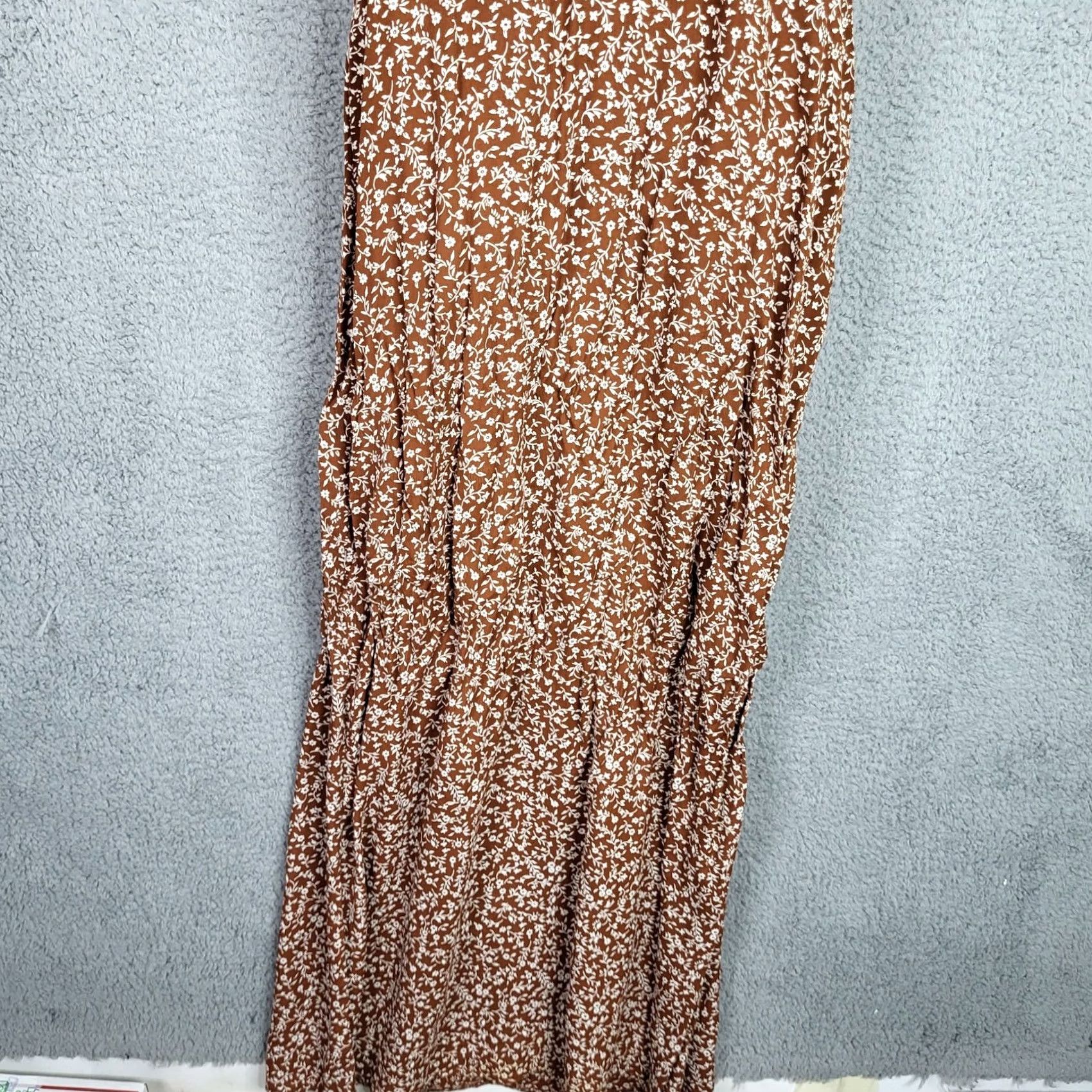 Vintage Flynn Skye Maxi Dress Floral Sleeveless V-Neck XS White Brown Women’s Size XS Casual Dress Size XS / US 0-2 / IT 36-38 - 3 Thumbnail
