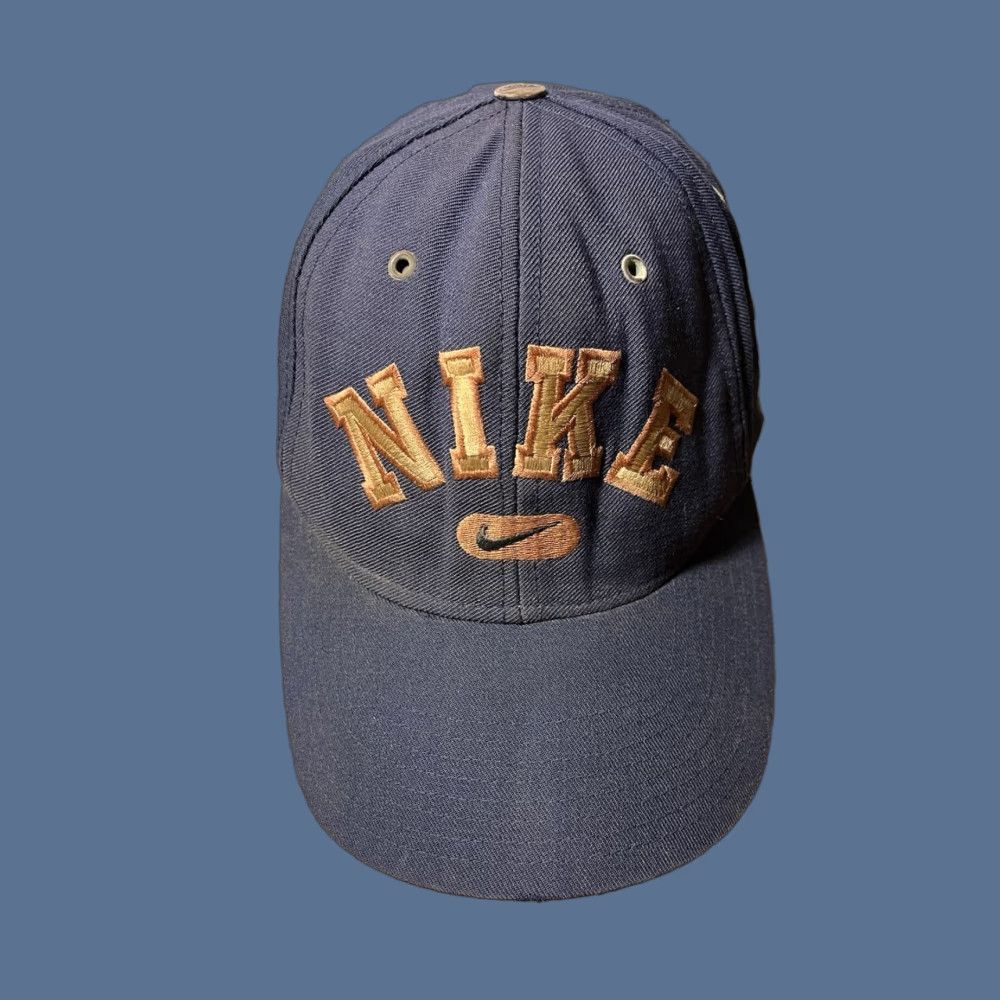 Nike VINTAGE Nike Spell Out Center Swoosh Logo Snapback Hat Blue 90s Size ONE SIZE - 1 Thumbnail
