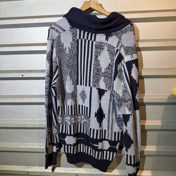 Other Sun + Stone Navy and Gray Geometric Cardigan Sz L Size US L / EU 52-54 / 3 - 3 Thumbnail
