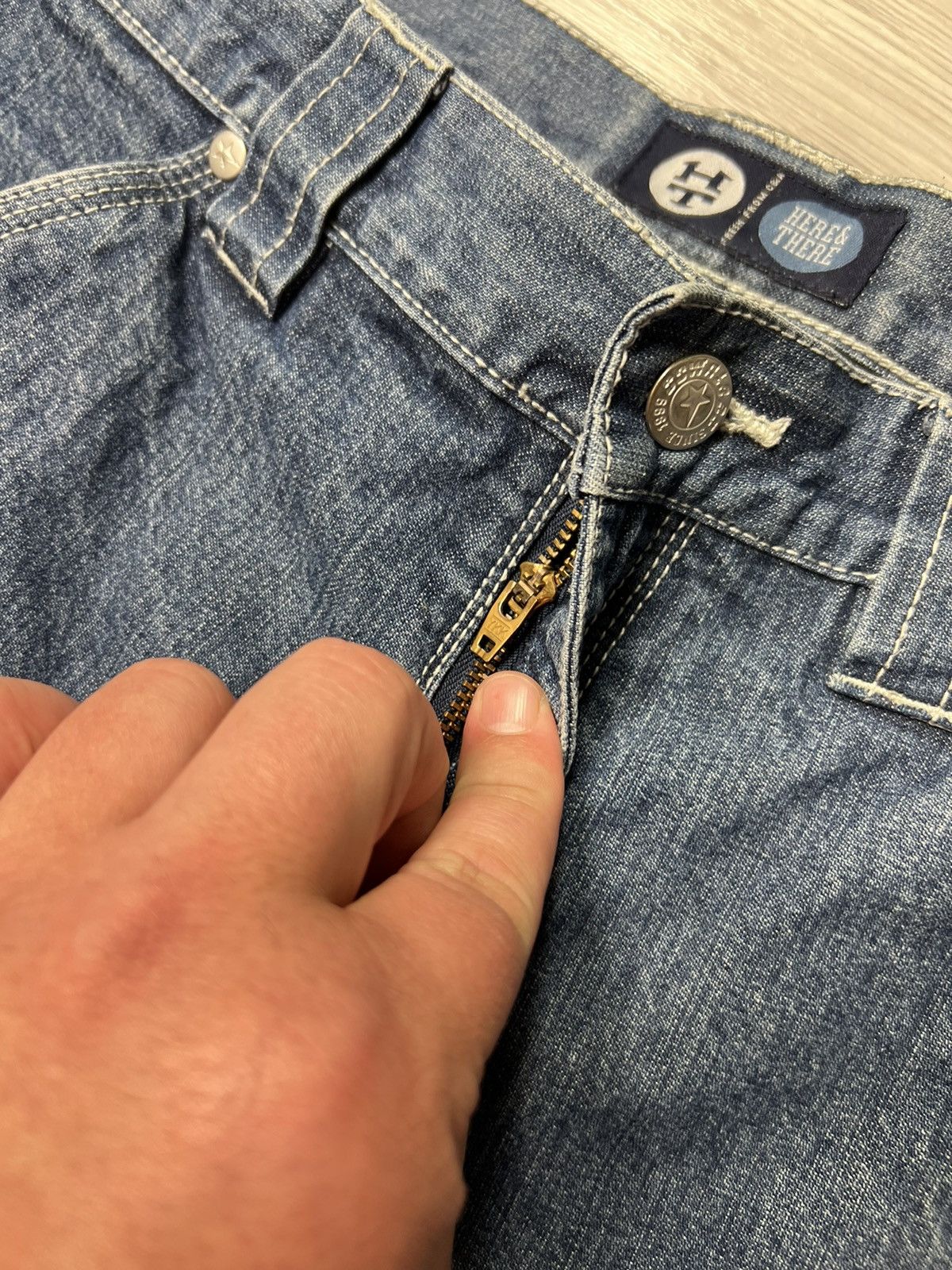 Japanese Brand × Rap Tees × Vintage Vintage Download Long Denim Shorts With Logo Carpenter Jeans Size US 28 / EU 44 - 19 Thumbnail