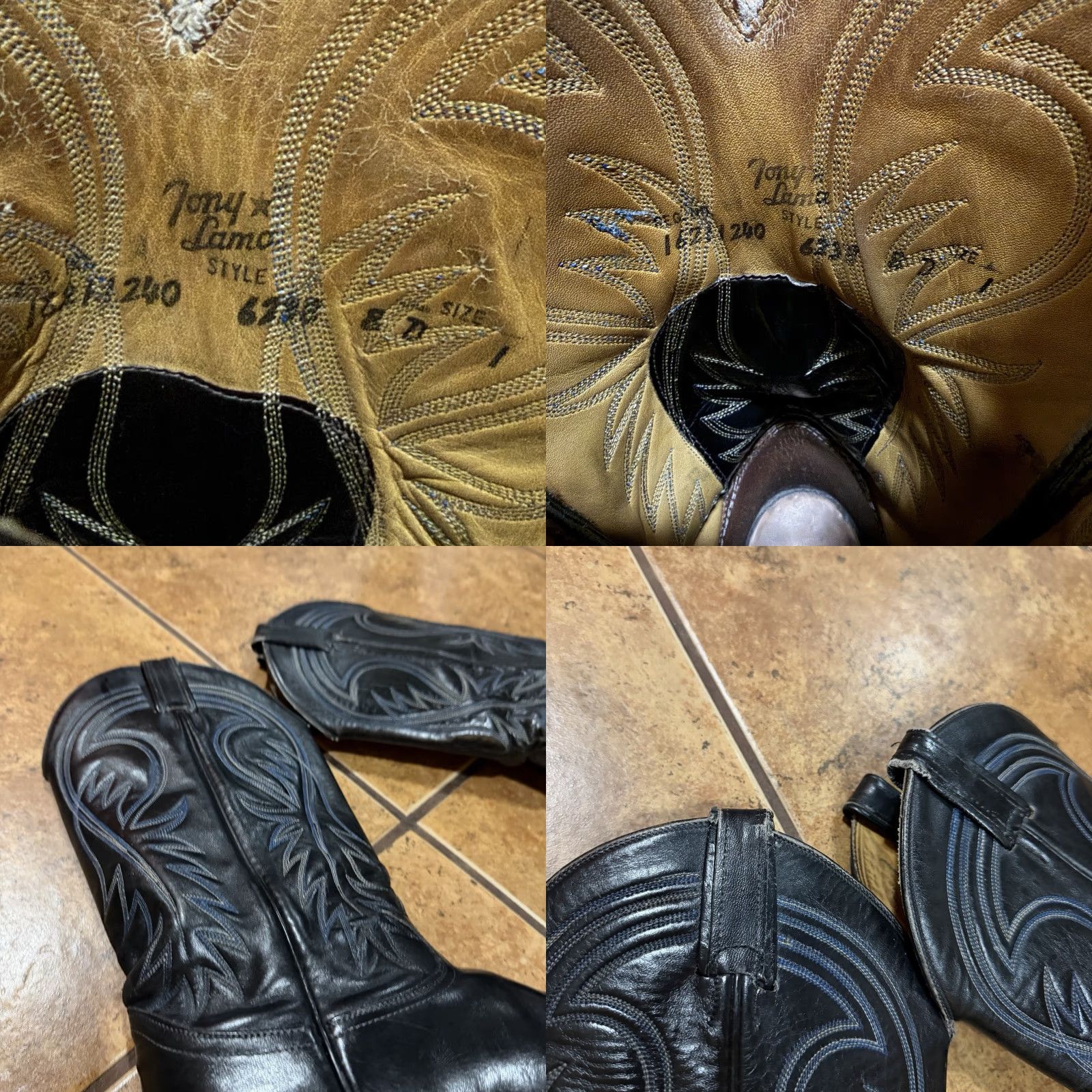 Tony Lama VINTAGE Tony Lama Boots Mens Size 8 D Style 6238 Black Leather Cowboy Boot Mens Shoes Boots Black Leather Western Cowboy 80s 90s Size US 8 / EU 41 - 8 Thumbnail