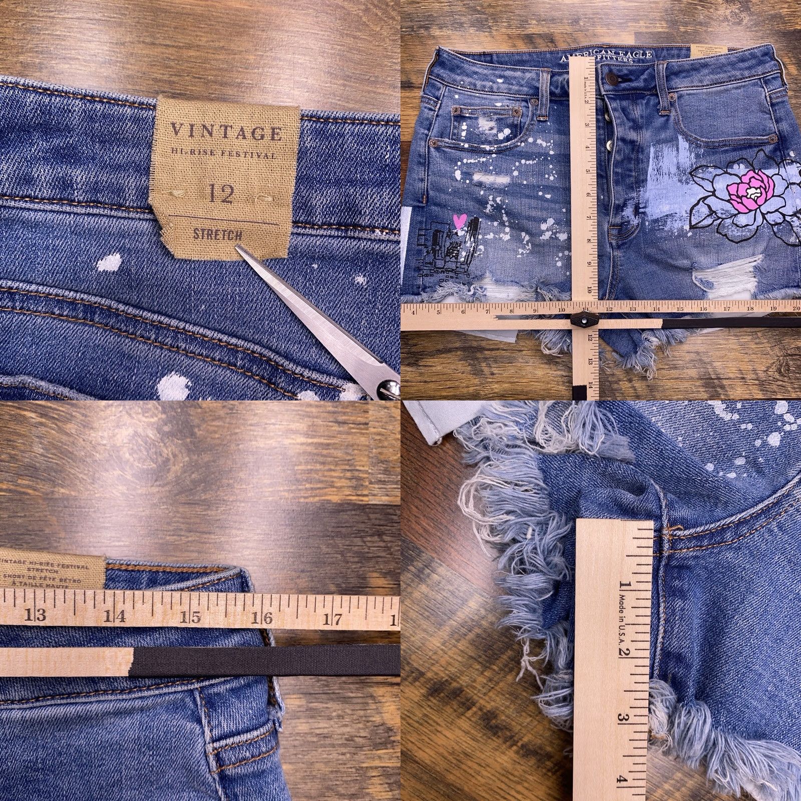 Vintage VINTAGE American Eagle High Rise Festival Shorts 12 Cut Off Denim 5-Pocket Womens Blue Regular 3in Inseam Festival Women’s Jeans Shorts 31in Waist Size 34" / US 12 / IT 48 - 9 Thumbnail