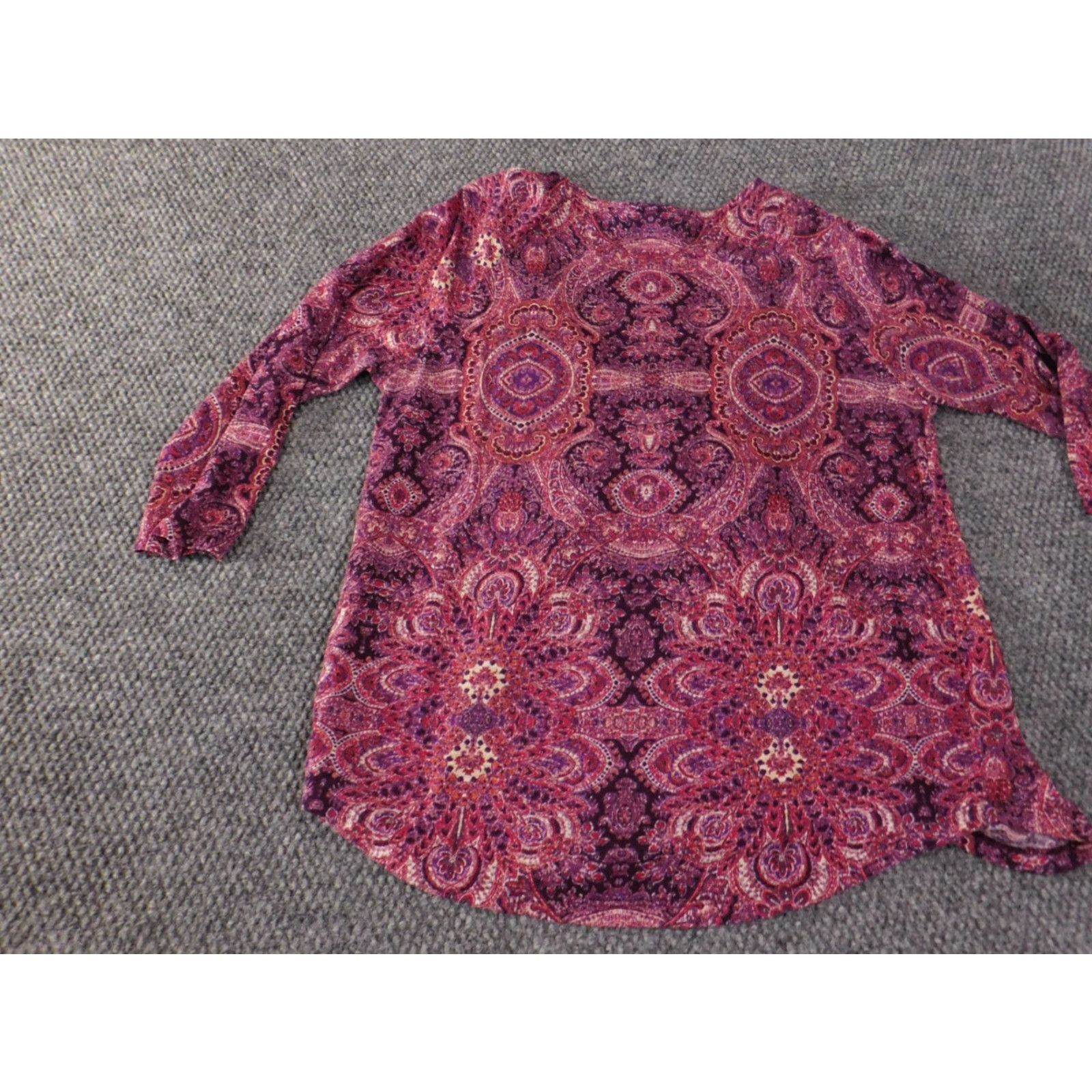Lucky Brand Lucky Brand Blouse Shirt Womens V-Neck Geometric Purple M Stretch Regular Cotton Modal Rayon Casual Size M / US 6-8 / IT 42-44 - 7 Thumbnail