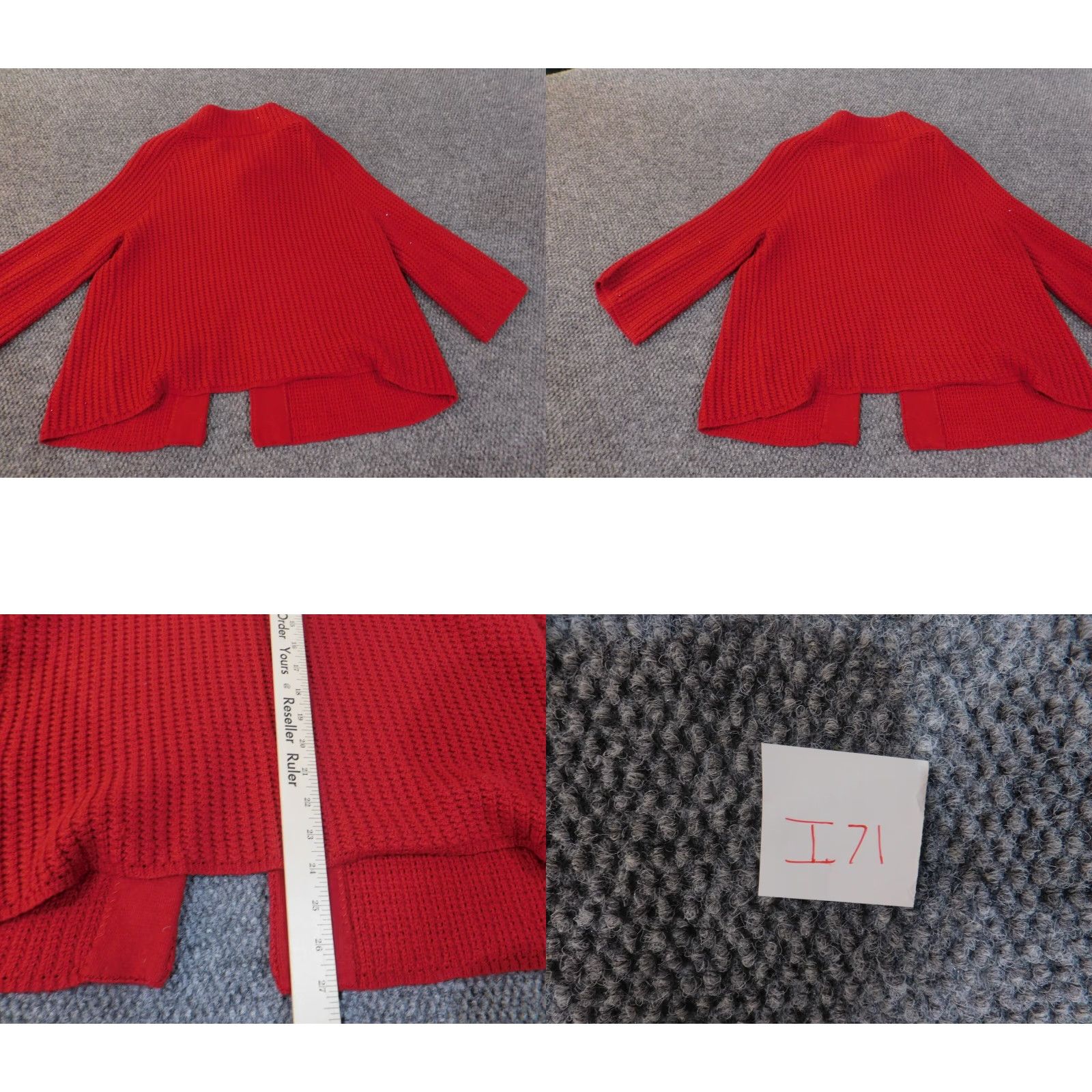 Jones New York Jones New York Sweater Cardigan Large Red Womens Viscose Nylon Beaded Knit Open Mock Neck Raglan Sleeve Modern Size L / US 10 / IT 46 - 8 Thumbnail