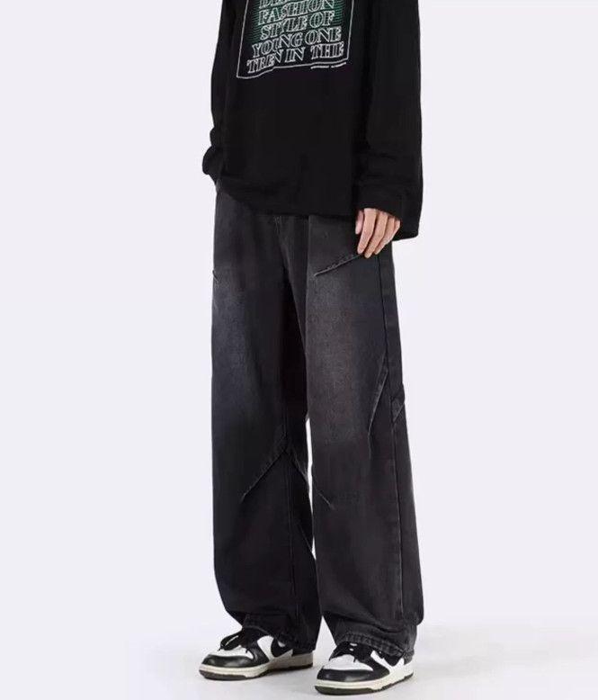 Japanese Brand Men's retro loose straight patchwork jeans Size US 32 / EU 48 - 2 Thumbnail
