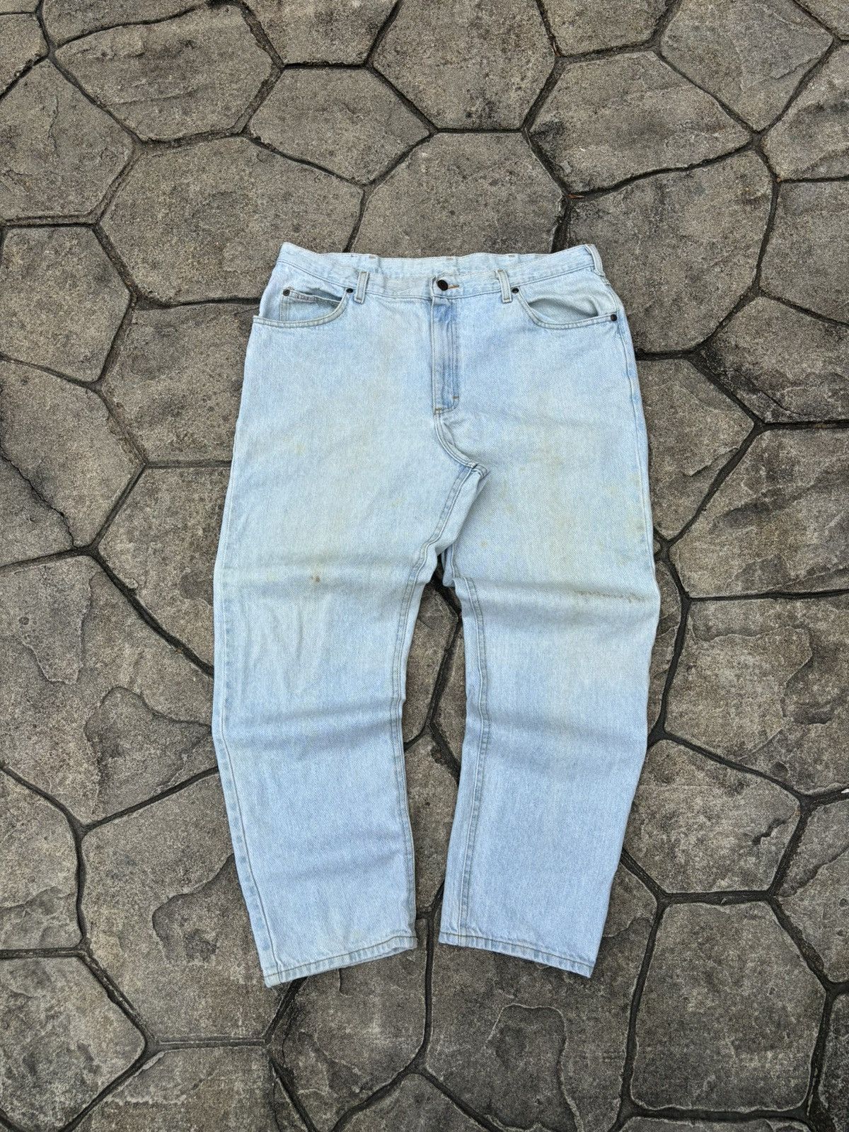 Lee × Vintage Vintage 90s Lee Made in USA Faded Blue Jeans Size US 40 / EU 56 - 2 Thumbnail