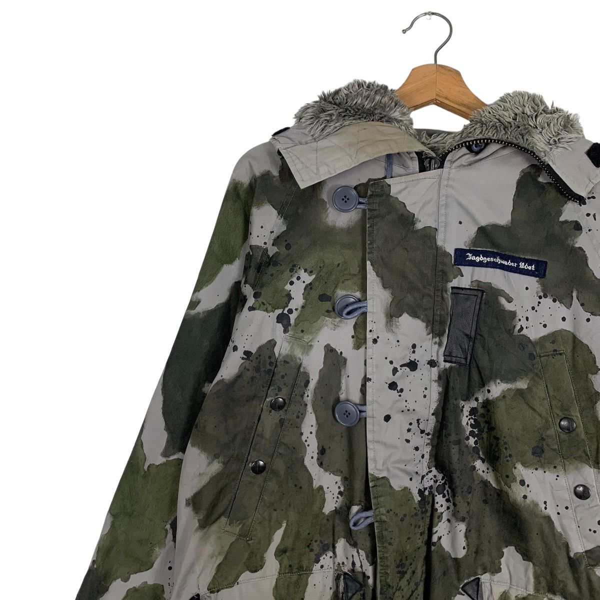 Vintage Jagdgeschwader Udet Acid Wash Fur Hoodie Parka #0653-C30 Size US M / EU 48-50 / 2 - 6 Thumbnail