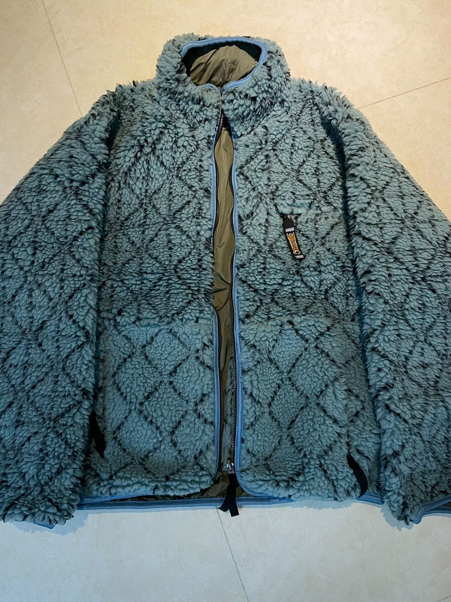 Kapital Kapital Diamond-Pattern High-Neck Fleece Jacket Size US XL / EU 56 / 4 - 1 Thumbnail