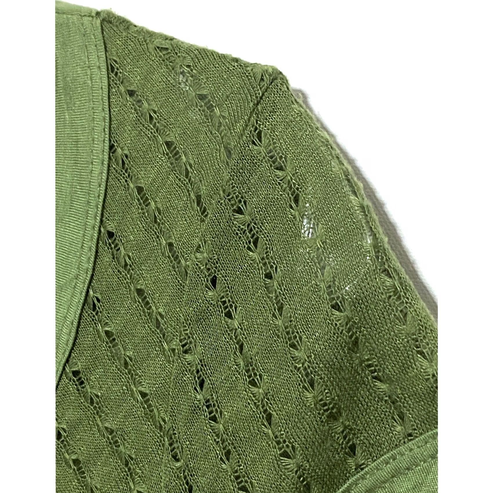 Acme Clothing Green V Neck Ruched Shirt M Open Weave Y2K Goblincore Forest Fairy Boho Grunge Shirt Womens M Green Size M / US 6-8 / IT 42-44 - 4 Thumbnail