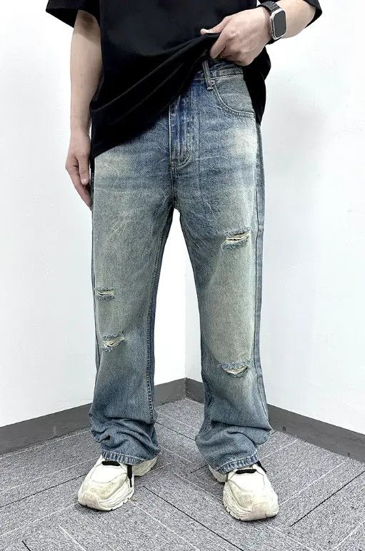 VIBE Retro simple classic distressed straight jeans Size US 32 / EU 48 - 2 Thumbnail