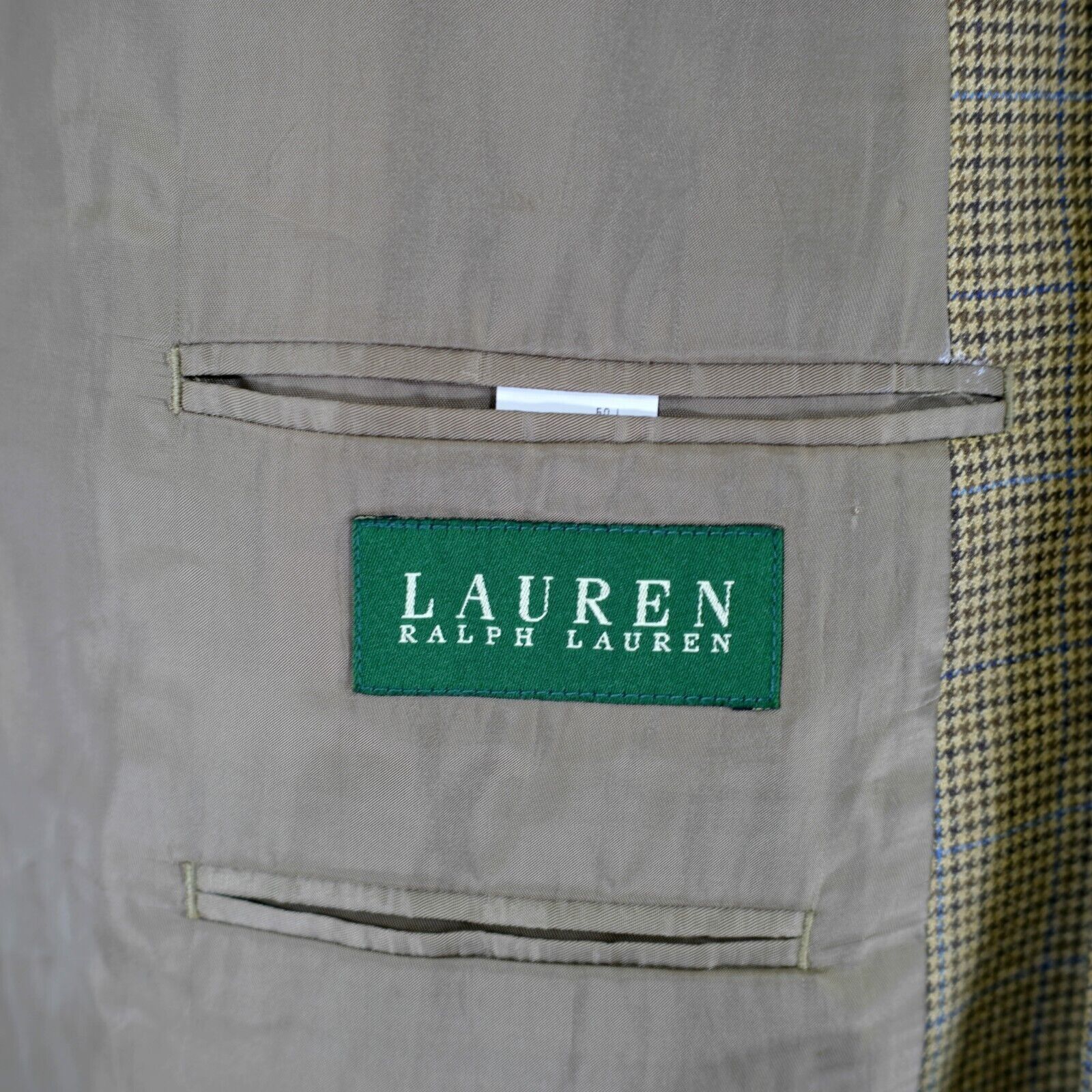 Lauren Ralph Lauren Lauren Ralph Lauren Wool Silk Brown Tan Hounstooth W/ Blue W Size 48L - 8 Thumbnail