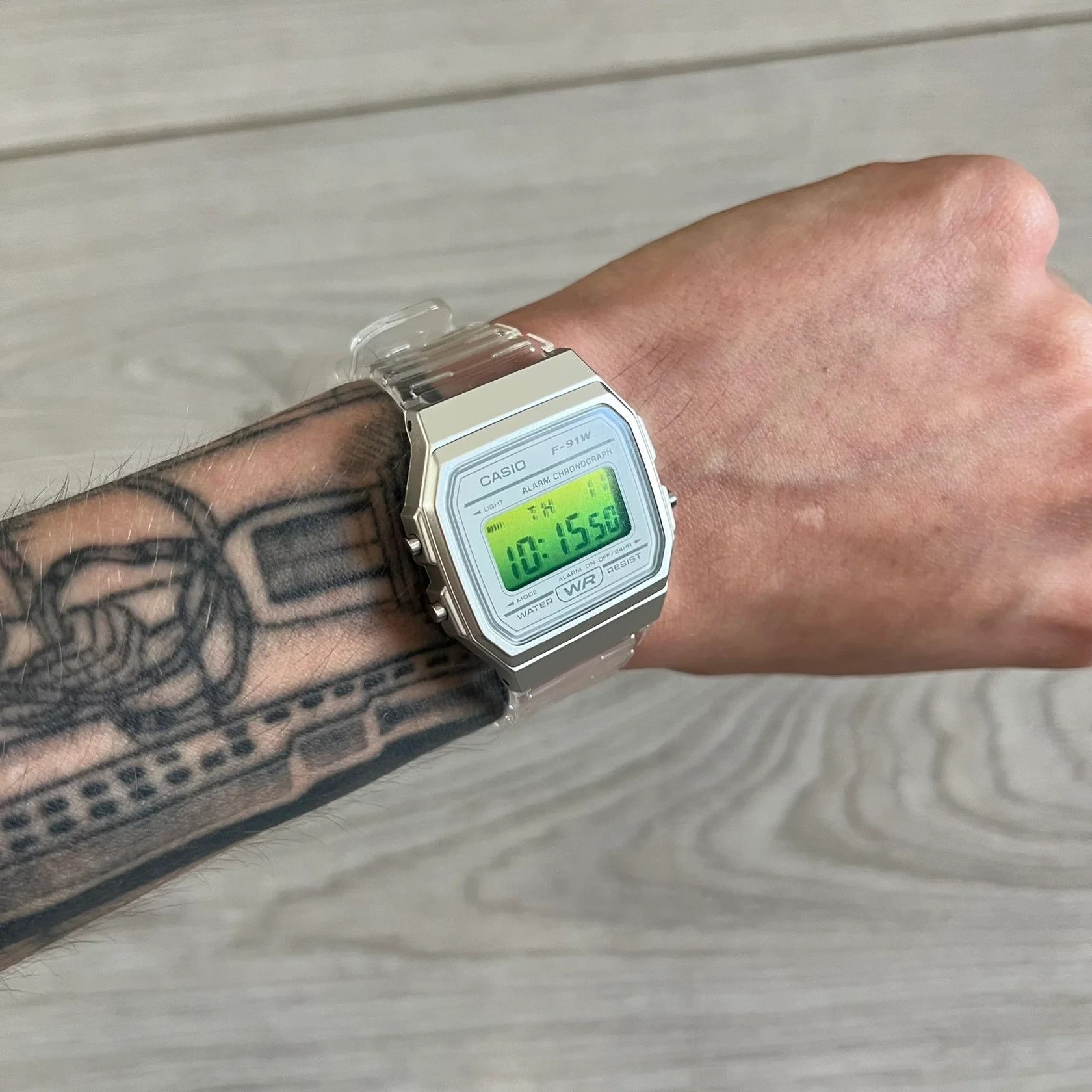 Casio Casio F-91W "Toxic Waste" Green & Clear Digital Watch Size ONE SIZE - 3 Thumbnail