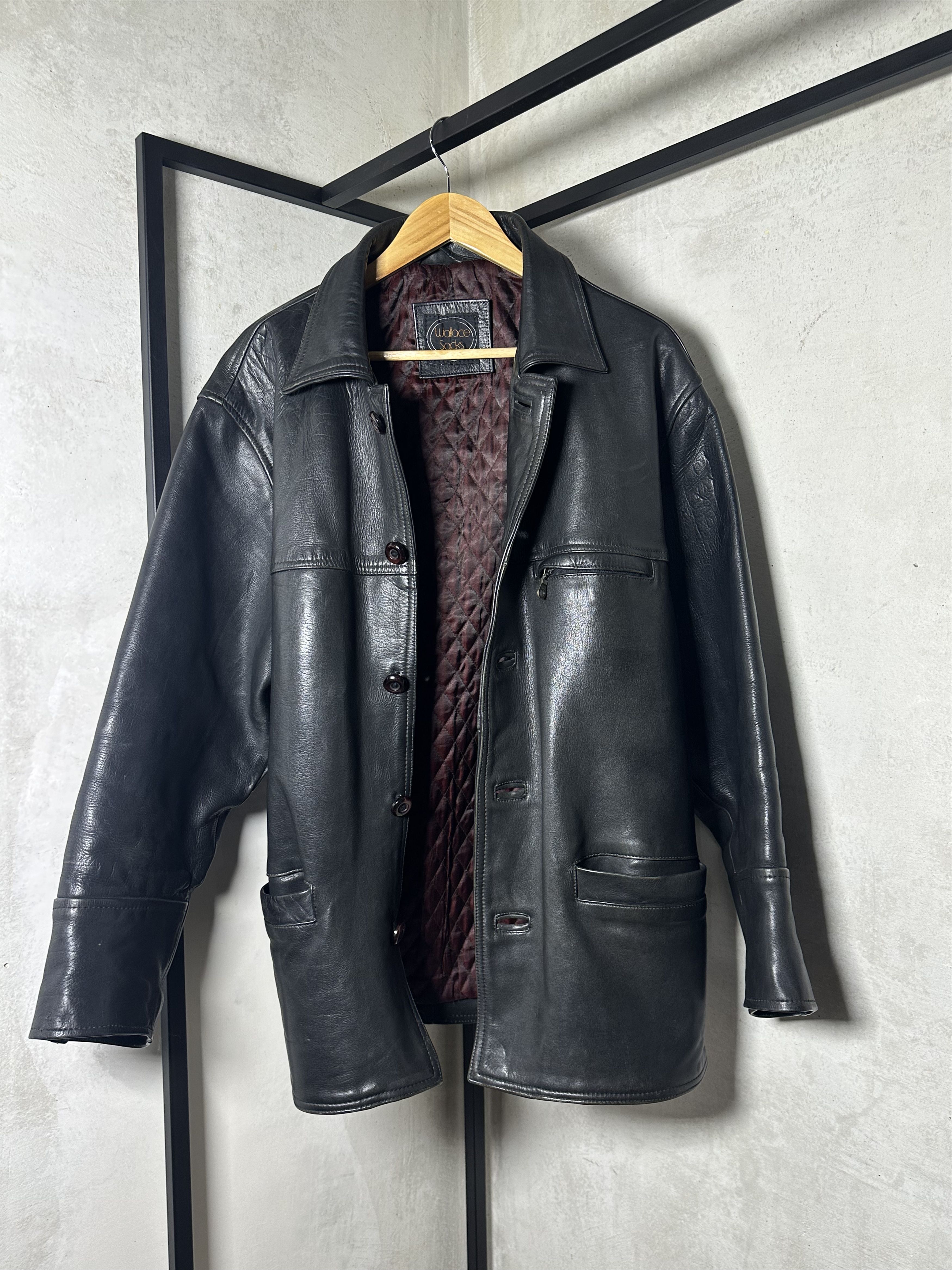 Wallace & Barnes Wallace Sacks Thick Leather Button Up Jacket Size US L / EU 52-54 / 3 - 1 Thumbnail