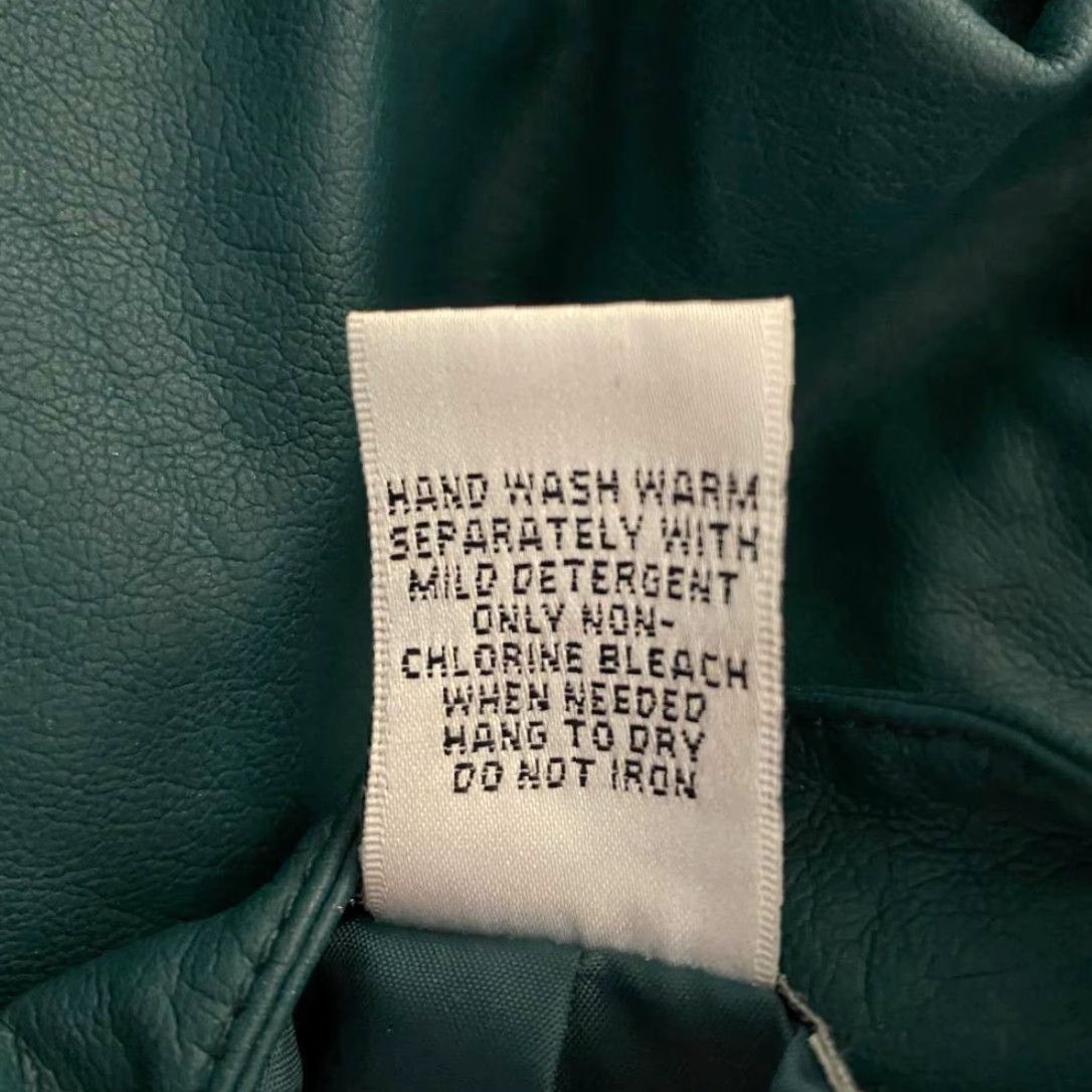 Vintage Green Faux Leather Look Coat Full Zip Stylish Womens Casual Jacket Outerwear Size S / US 4 / IT 40 - 4 Thumbnail