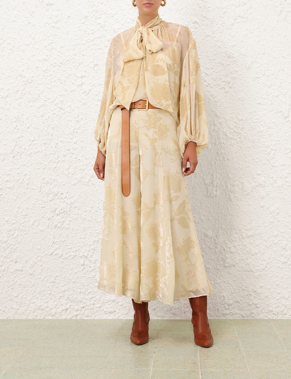Zimmermann oc11z1025 Burnout Blouse in Cream Size XS / US 0-2 / IT 36-38 - 7 Thumbnail