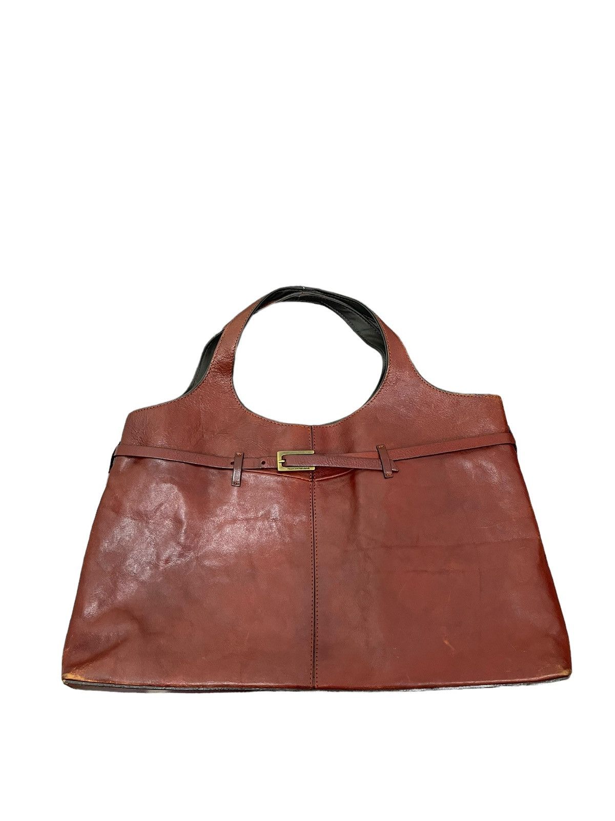 Genuine Leather Full Leather Patina Vtg Francesco Biasia Tote Bag 2🟩 Size ONE SIZE - 5 Thumbnail
