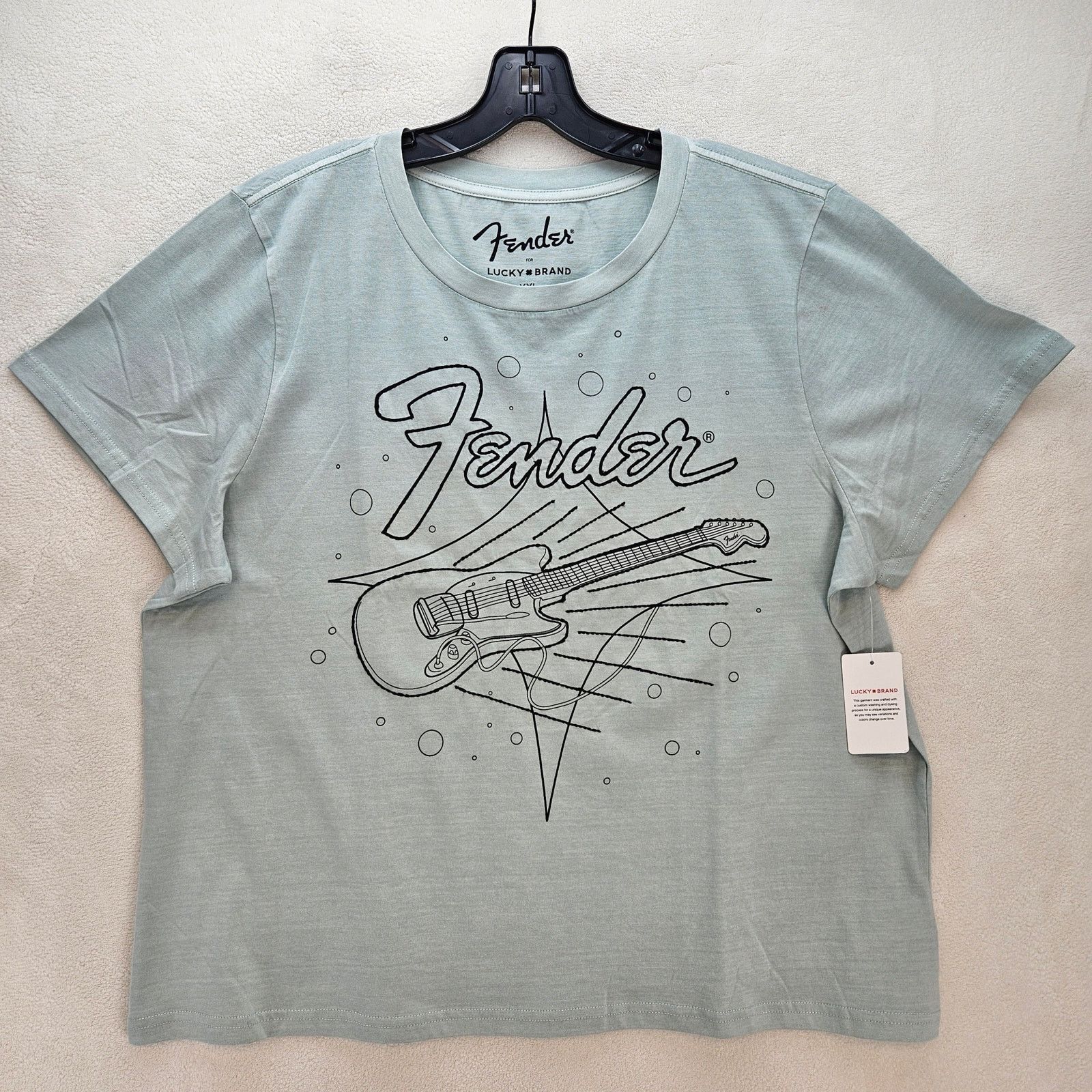 Lucky Brand LUCKY BRAND X FENDER WOMEN'S 2XL MINT BLUE TSHIRT EMBROID Size XXL / US 16-18 / IT 52-54 - 1 Thumbnail