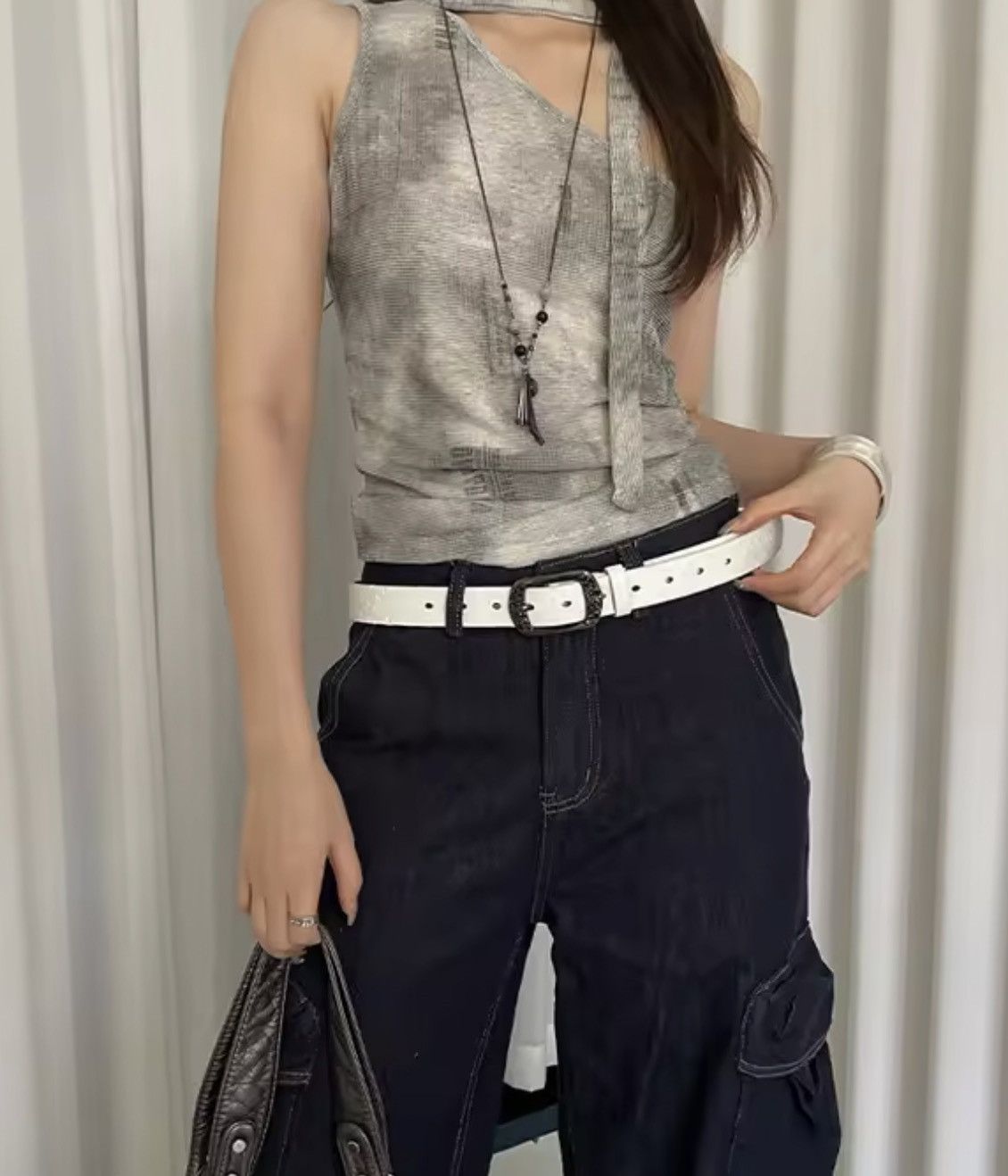 Japanese Brand Stylish PU Leather Belt with Decorative Buckle Size ONE SIZE - 2 Thumbnail