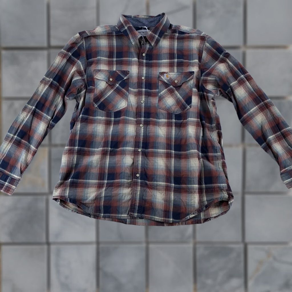 Carhartt Carhartt Shirt Mens XL Plaid Button Down Long Sleeve Western Workwear Cotton Red Size US XL / EU 56 / 4 - 1 Thumbnail