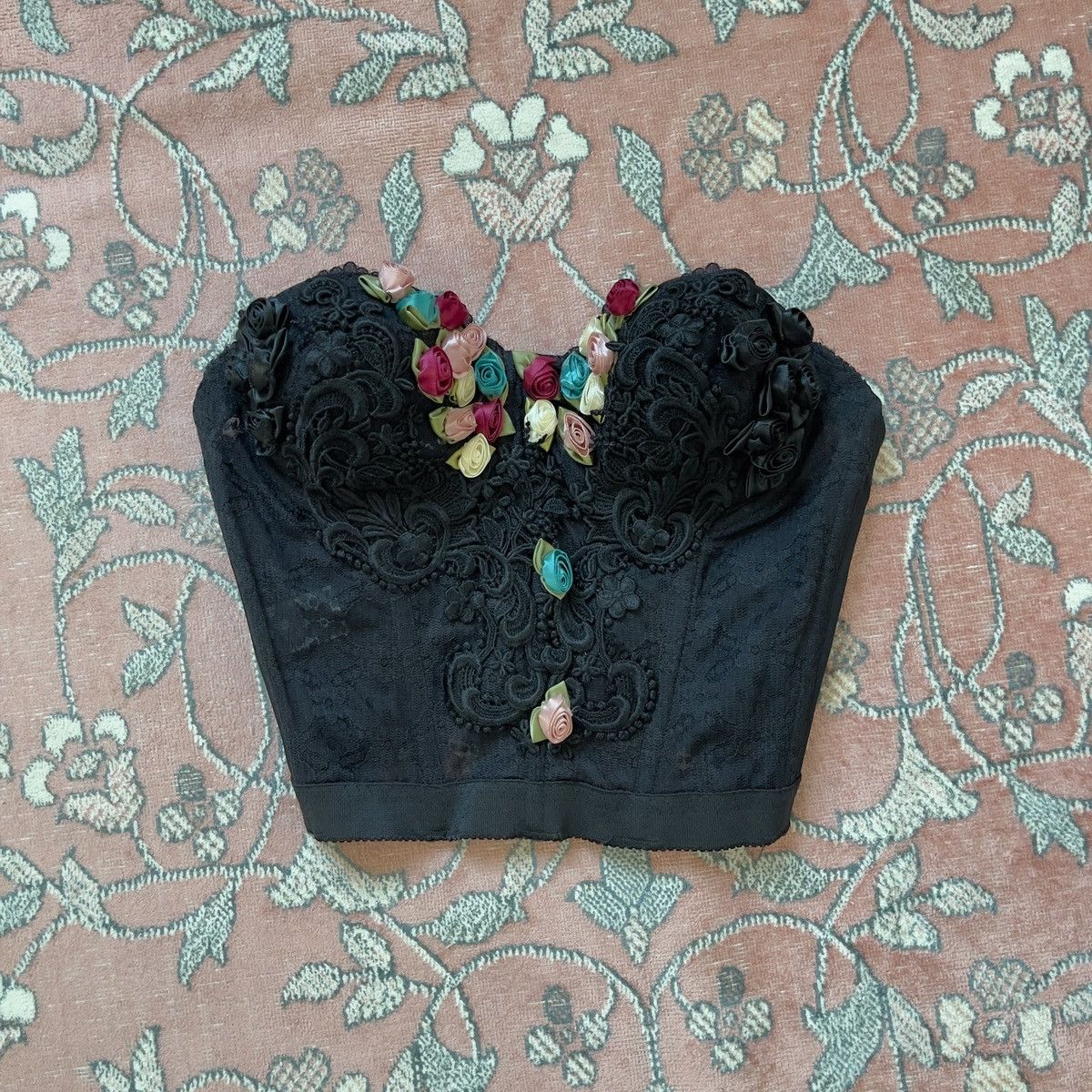 Vintage Vintage 1980's Black Lace Corset Top (32B/30C) Size ONE SIZE - 1 Thumbnail