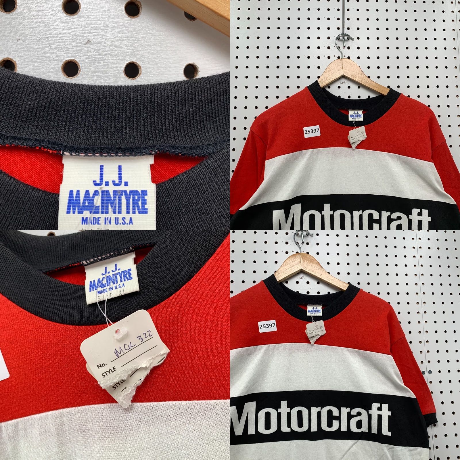 Vintage VINTAGE JJ Macintyre Shirt XL Red 80s Motocraft Single Stitch White Mens 22x29 Size US XL / EU 56 / 4 - 8 Thumbnail