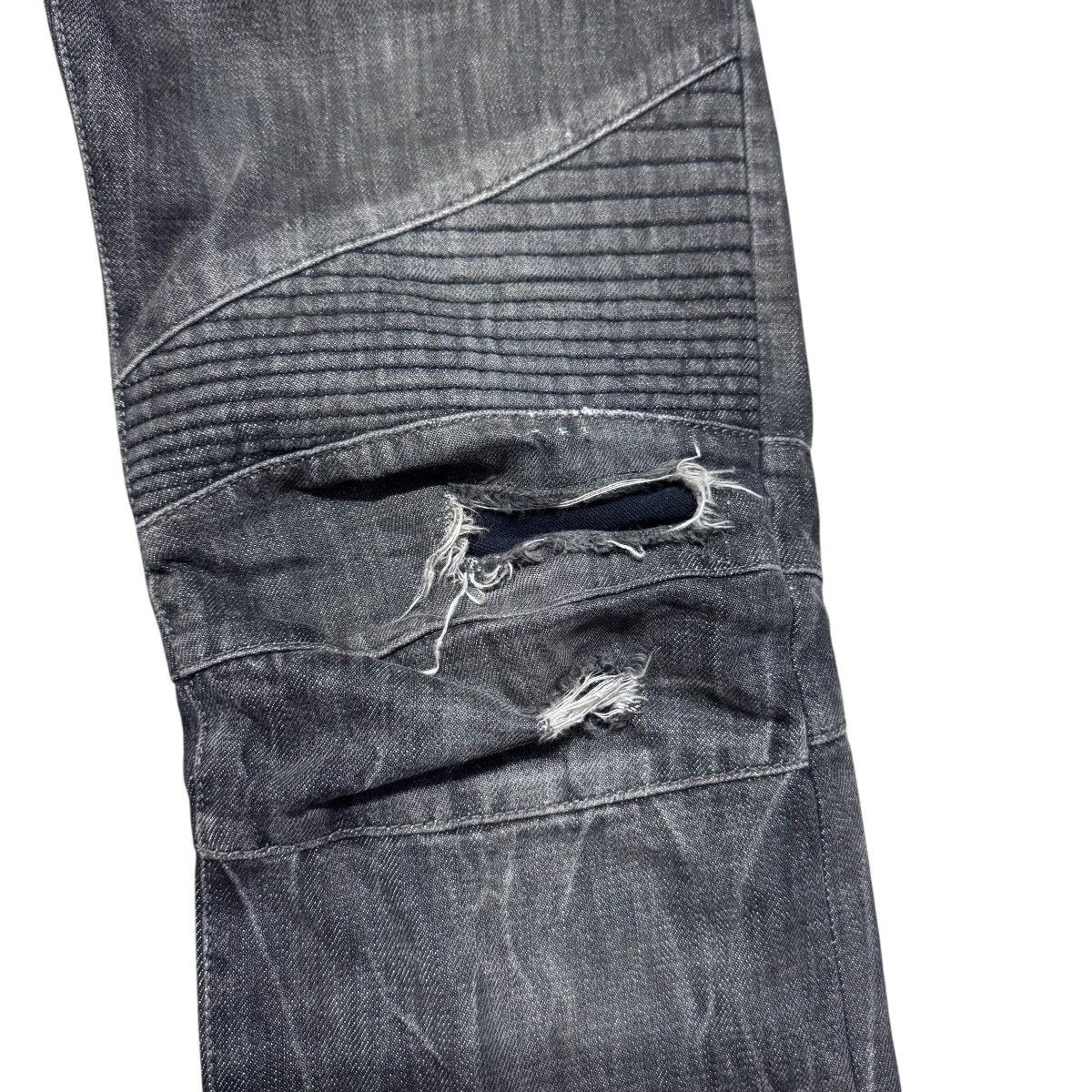Balmain Decarnin era Classic Balmain Black Biker Jeans Distressed Size US 31 - 7 Thumbnail
