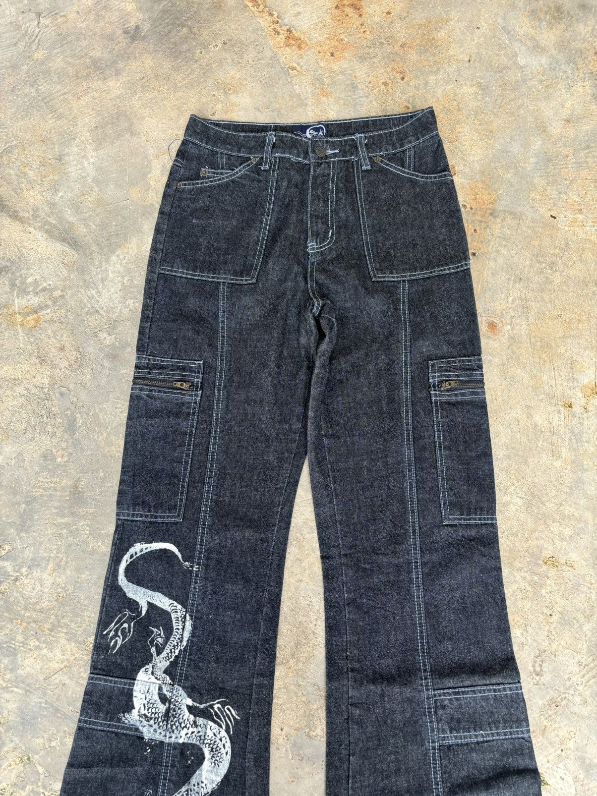 If Six Was Nine × Japanese Brand × Tornado Mart Flare Jeans Japanese Dragon Cargo Style Bootcut Size US 29 - 5 Thumbnail