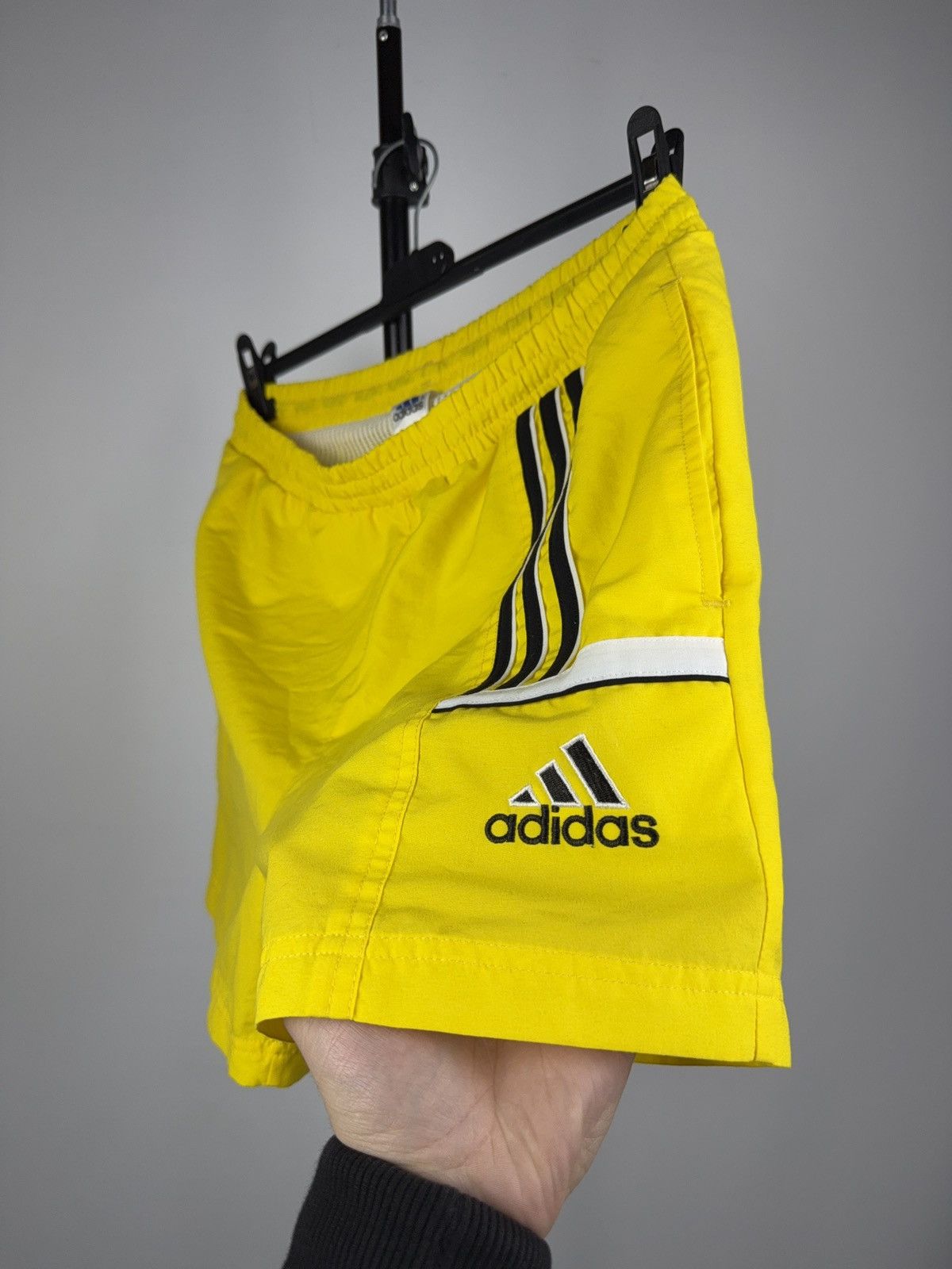 Adidas Vintage 90s Adidas Yellow 3-Stripes Swim Running Shorts S Size US 30 / EU 46 - 4 Thumbnail